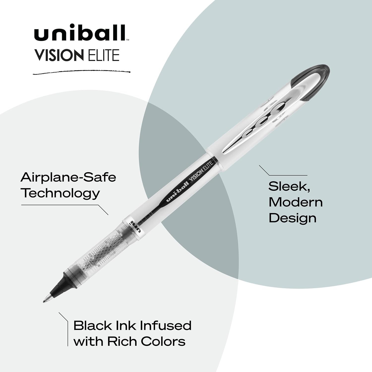uniball Vision Elite Rollerball Pens, Bold Point (0.8mm), Black, 4 Pack