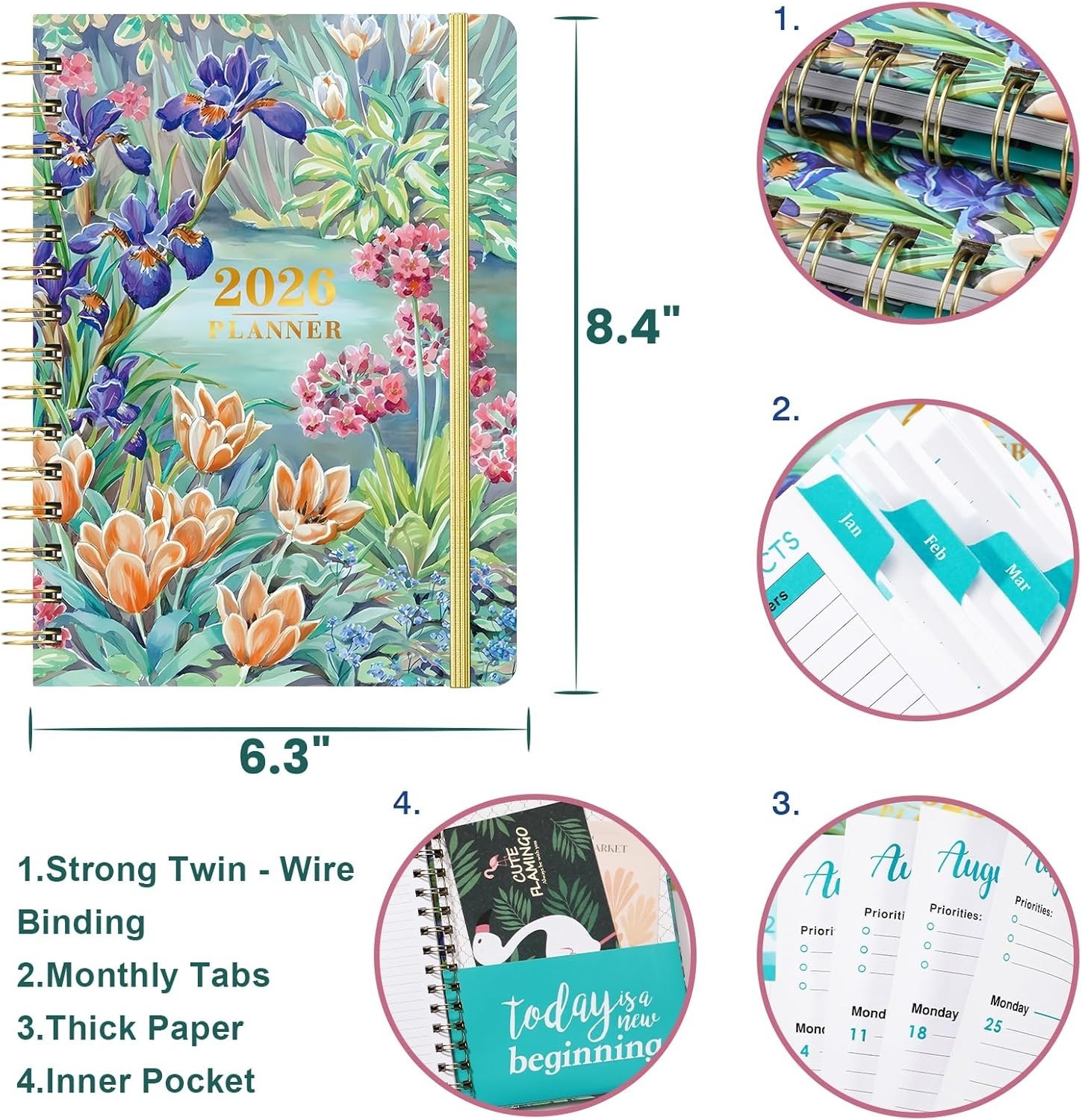 2026 Planner, Weekly and Monthly Calendar Planner, January 2026 – December 2026,