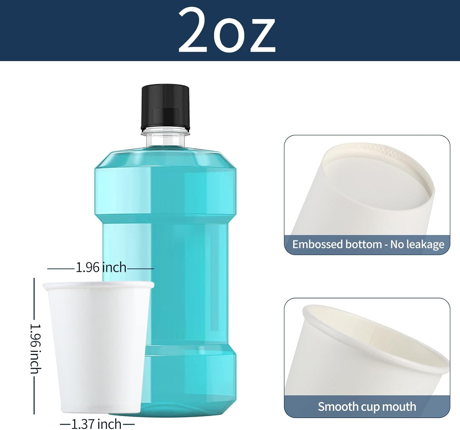 [100 Count – 2 Oz] Small Paper Cups, Mouthwash Cups Bathroom Cups Mini Cups Smal