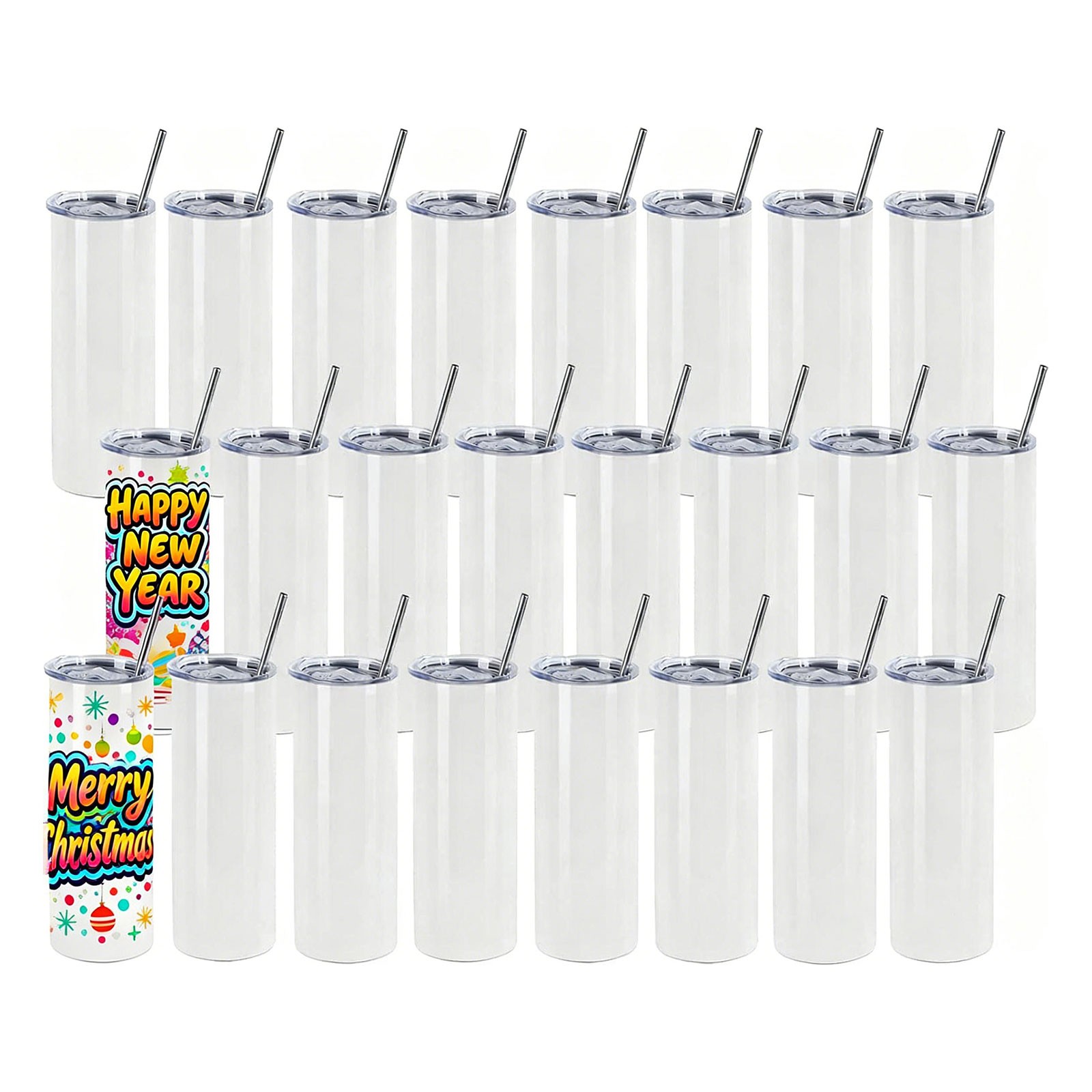 US Stock 25pc 20oz Taperless straight Sublimation Blank Skinny Tumbler Insulated