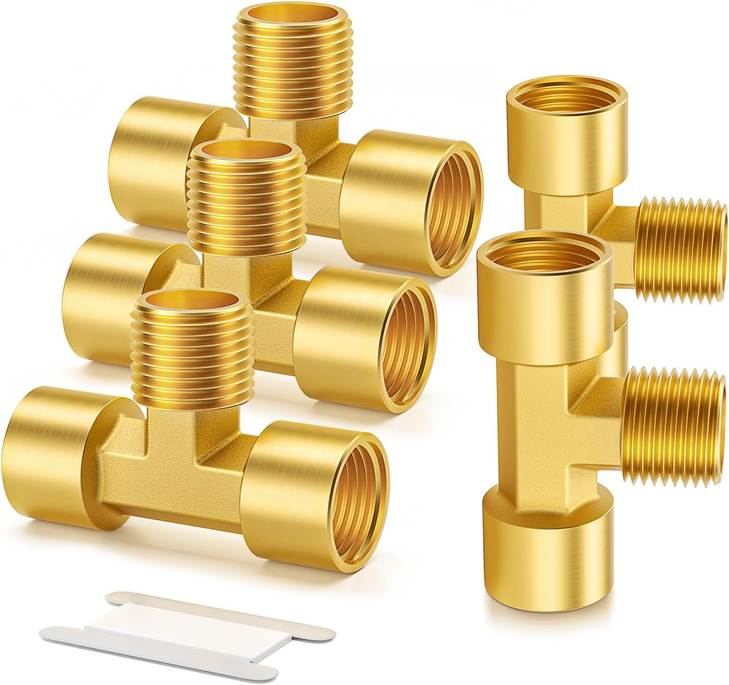 5PCS Metals Brass Pipe Fitting Barstock Male Branch Tee T Adapter 1/4″ N