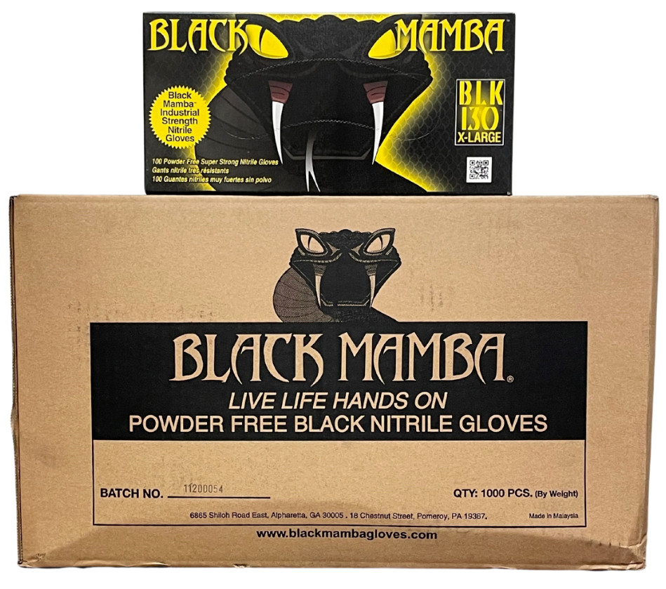 Black Mamba Gloves; Disposable Nitrile Mechanic Glove; HVAC Utility Heavy Duty