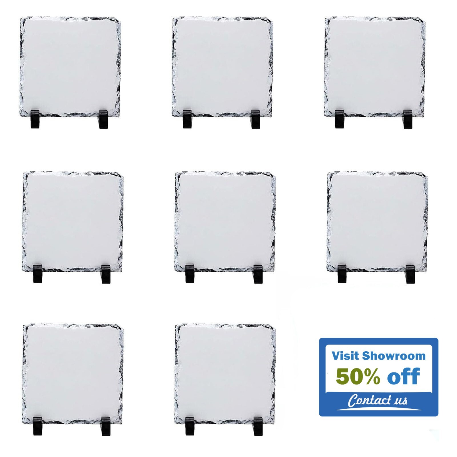 US Stock 7.87in Matte Sublimation Square Photo Slate Rock Plaque Blanks w/ Stand