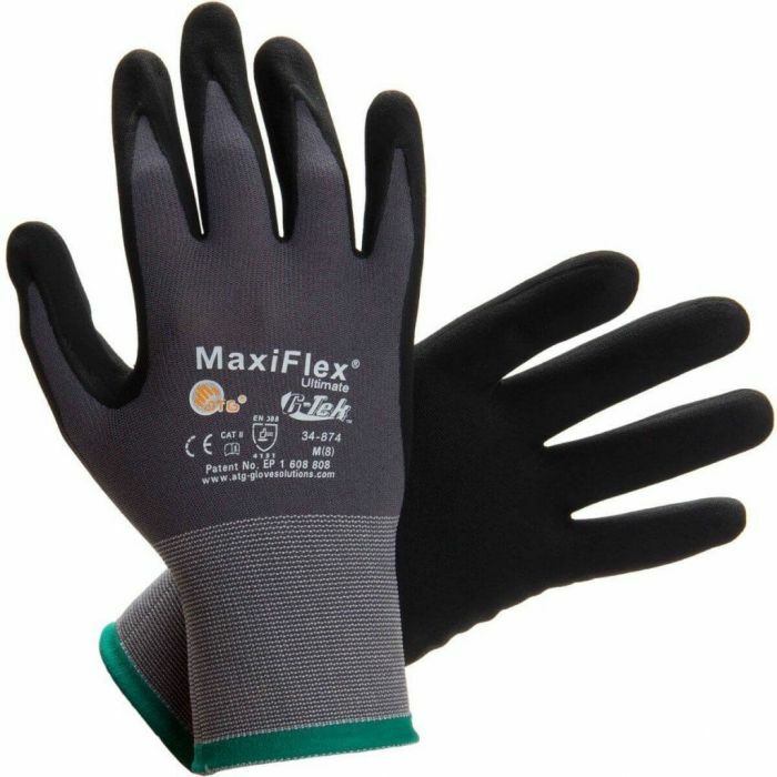 12 PR. 34-874 MaxiFlex Ultimate Foam Nitrile Grip Coated PROTECTIVE WORK GLOVES