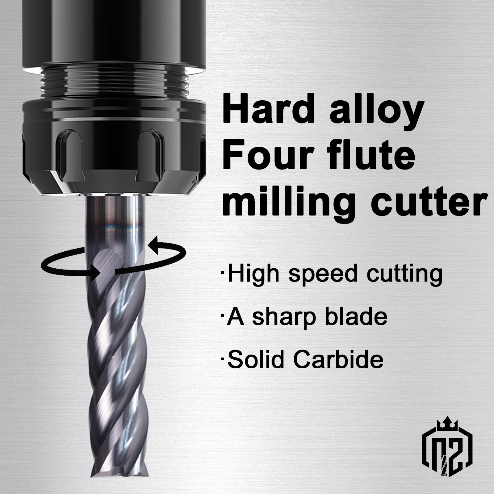 5 PCS 3/16″ 4 Flute 2″ Overall Length Carbide End Mill AlTiN Coated