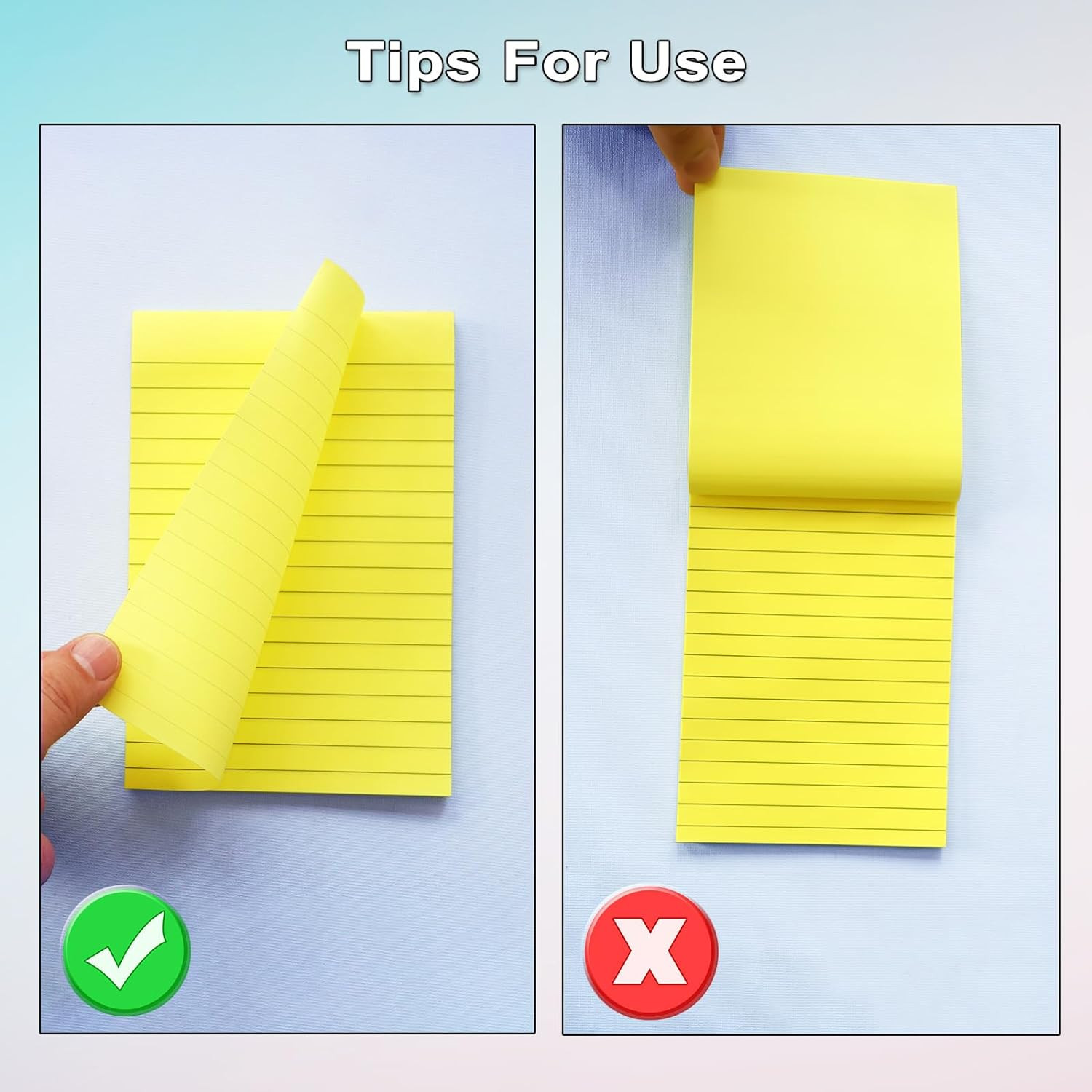 9 Pack Lined Sticky Notes 4X6 in Post, 9 Pastel Colors Large Ruled Post Sticky C