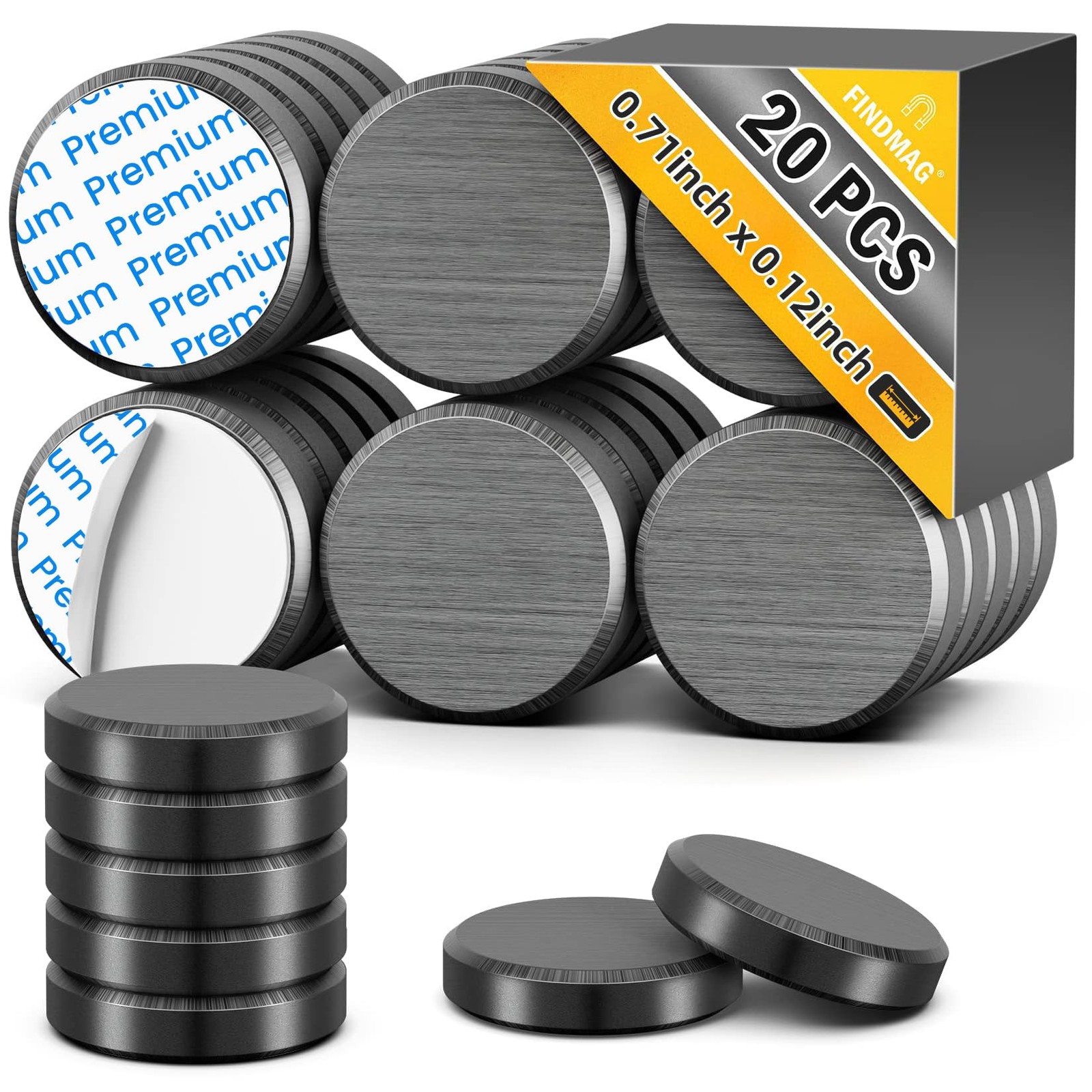 FINDMAG 20Pcs Magnets for Crafts with Adhesive Backing, Round Ferrite Craft Magn