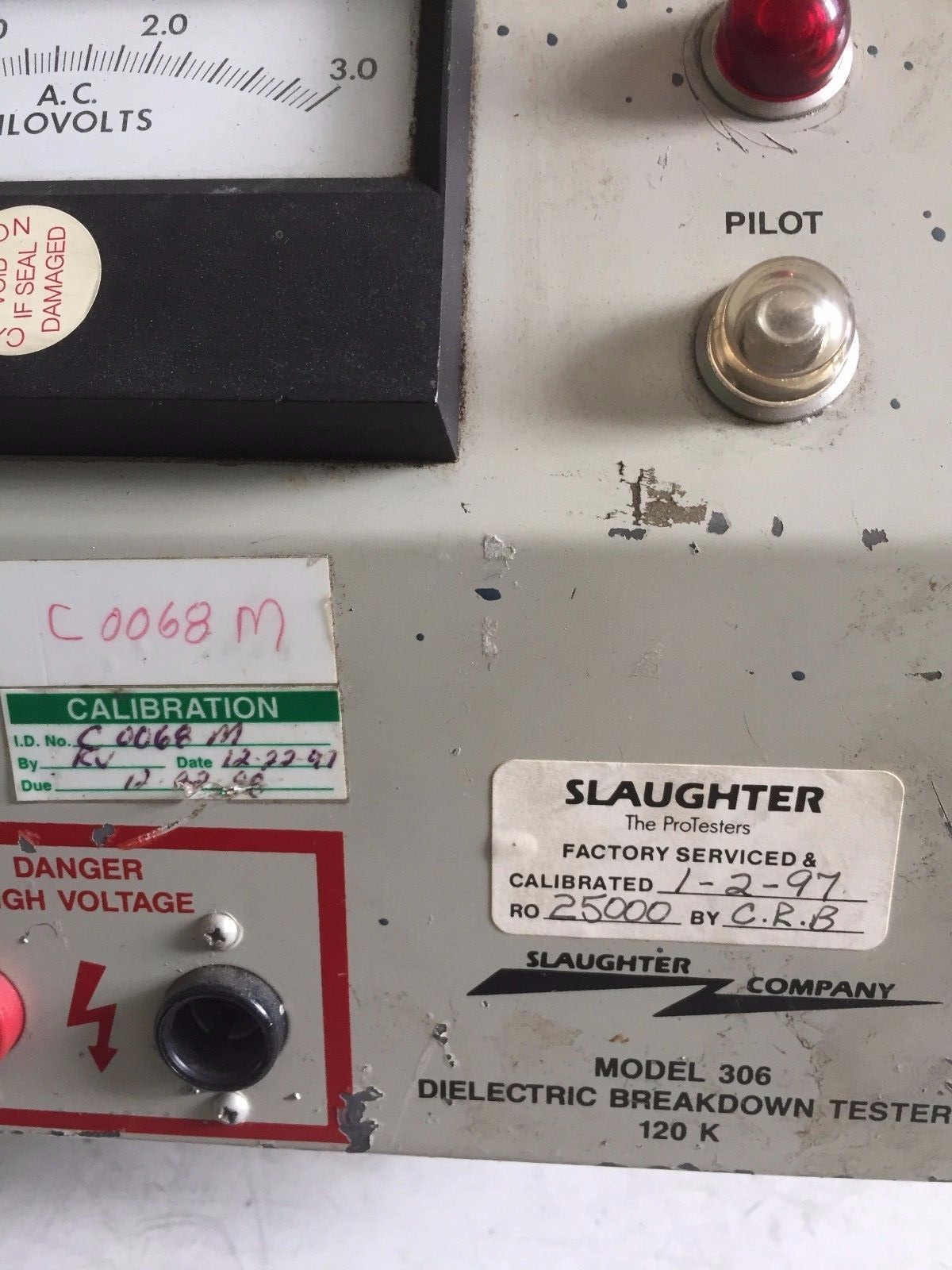 SLAUGHTER 306,SLAUGHTER 306-3.0 DIELECTRIC BREAKDOWN TESTER 120K,BL