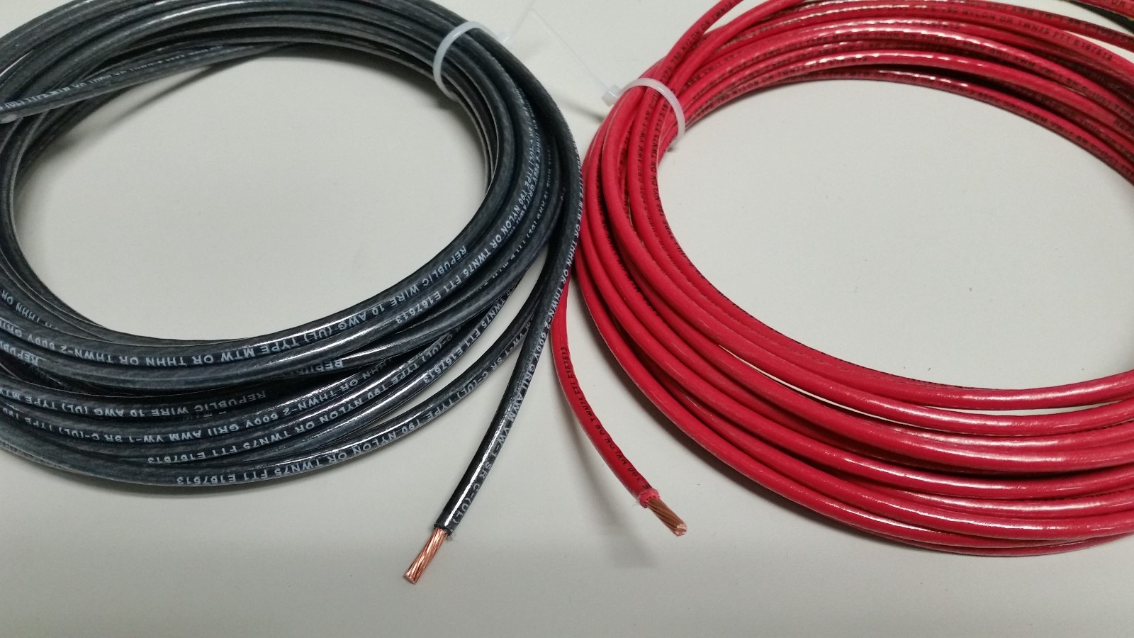 10 GAUGE THHN THWN WIRE BLACK,RED Green 100 FEET EA THWN 600V COPPER STRANDED