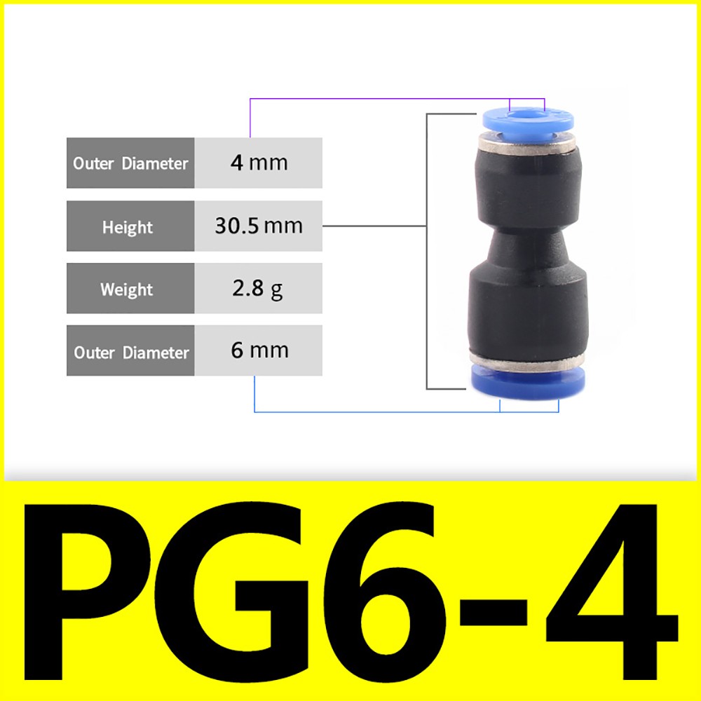 Pneumatic Push In Fitting Air Water Pipe Straight Join Adapter 4-6-8-10-12-16mm
