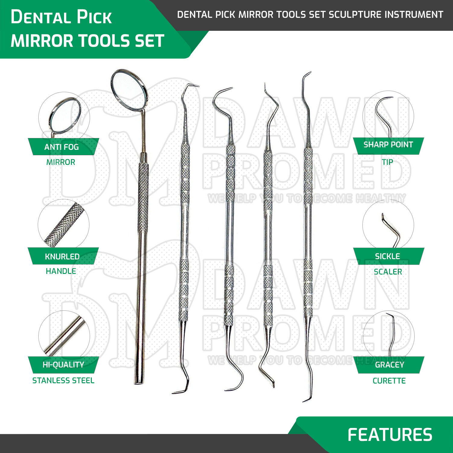 Dental Pick & Mirror Tools Set Sculpture Instrument Oral Hygiene Kit German NEW