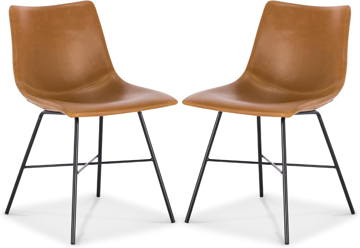 POLY & BARK Paxton Leather Dining Chairs – Set of 2 Modern Dining Room Chairs wi