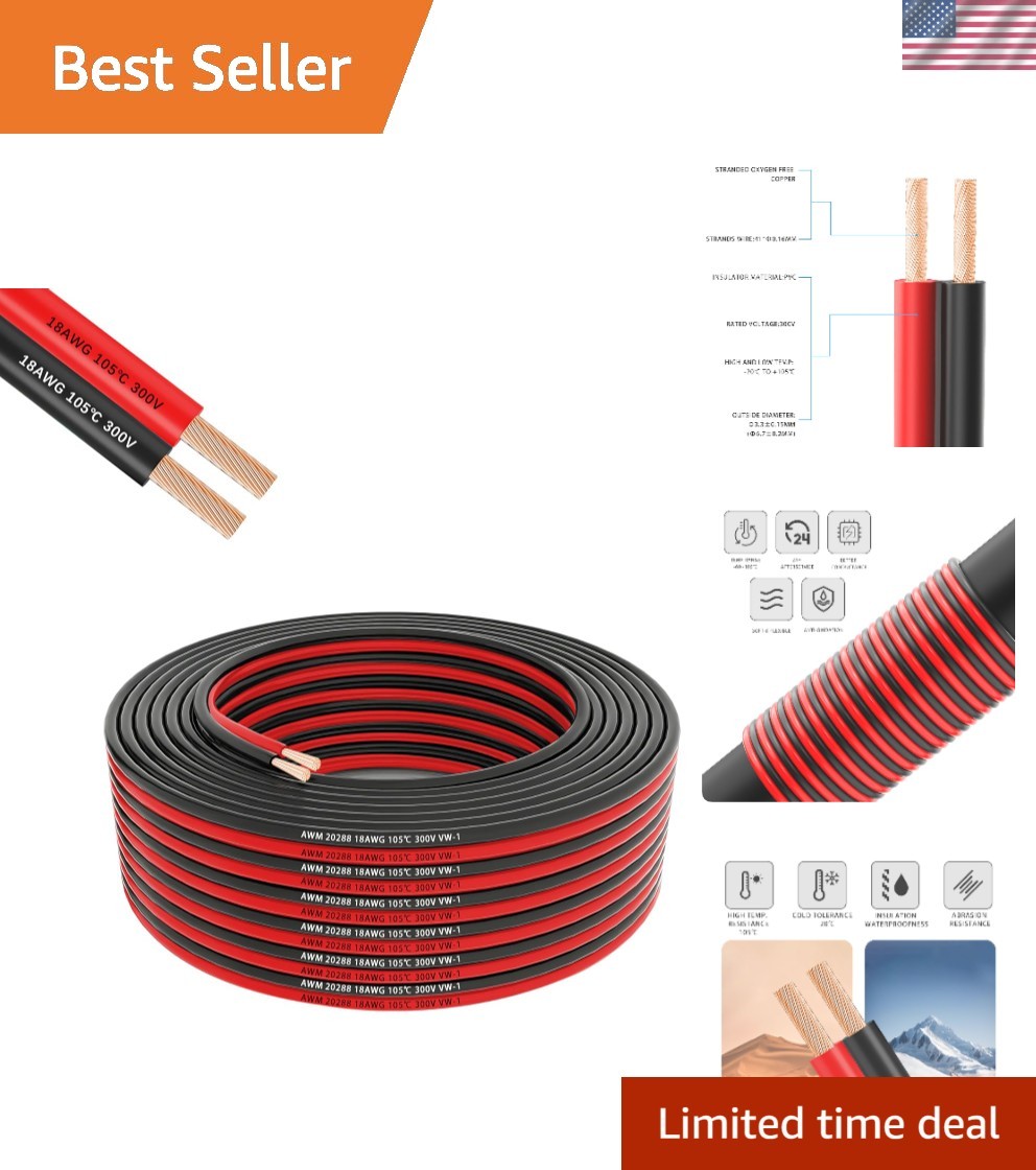 Ultra-Flexible 18/2 AWG Electrical Wire – 100ft Low Voltage for Versatile Use