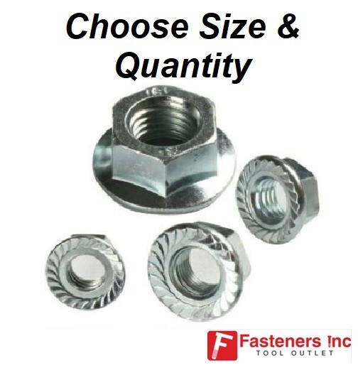 Hex Flange Nuts Serrated Zinc Plated “Whiz Nuts” (Choose Size & Quantity)