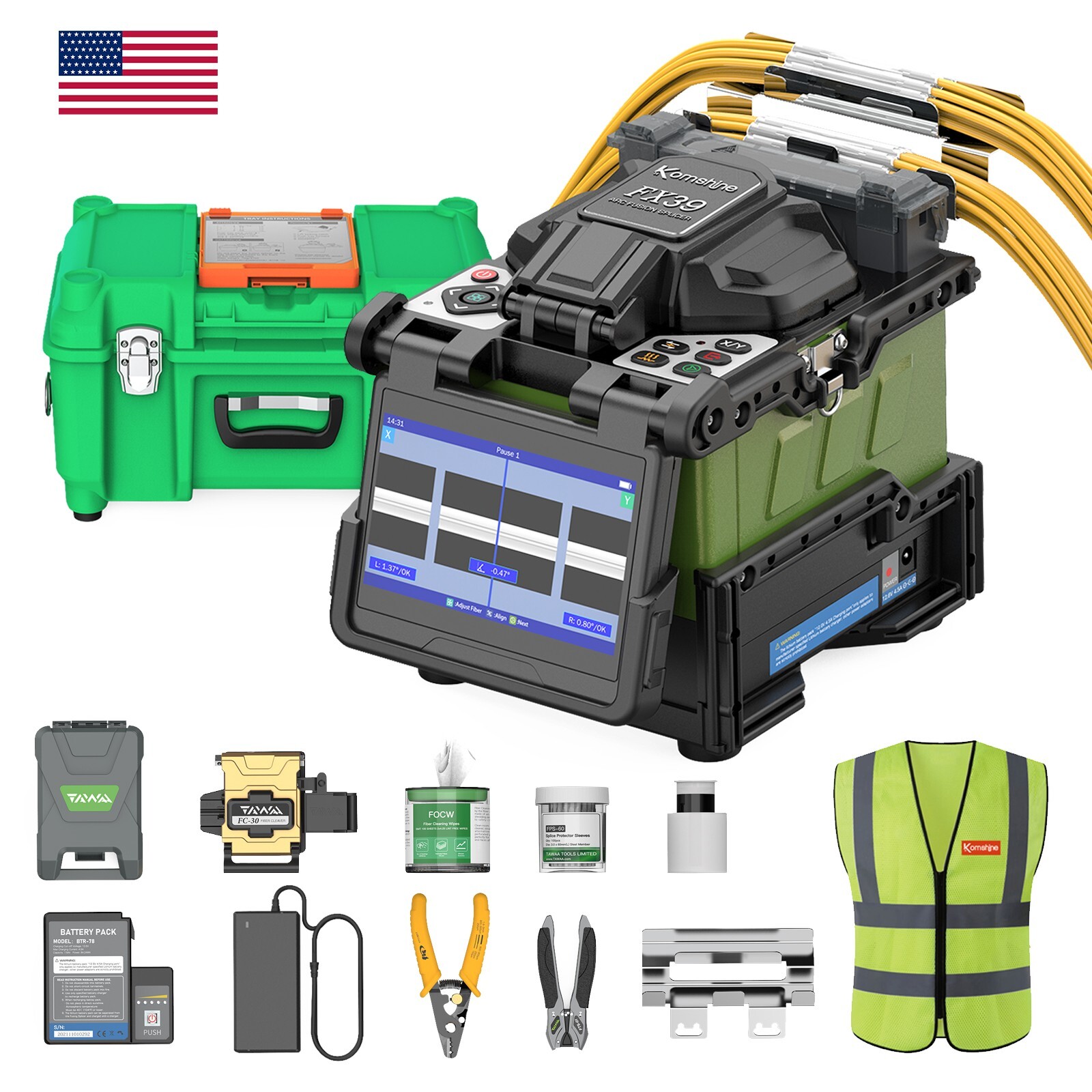 Komshine FX39 Fiber Optical Fusion Splicer 6 Motors FTTX Core Alignment Machine