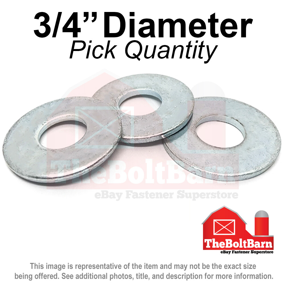 3/4″ USS Flat Washers Low Carbon Steel Zinc Plated (Pick Quantity)
