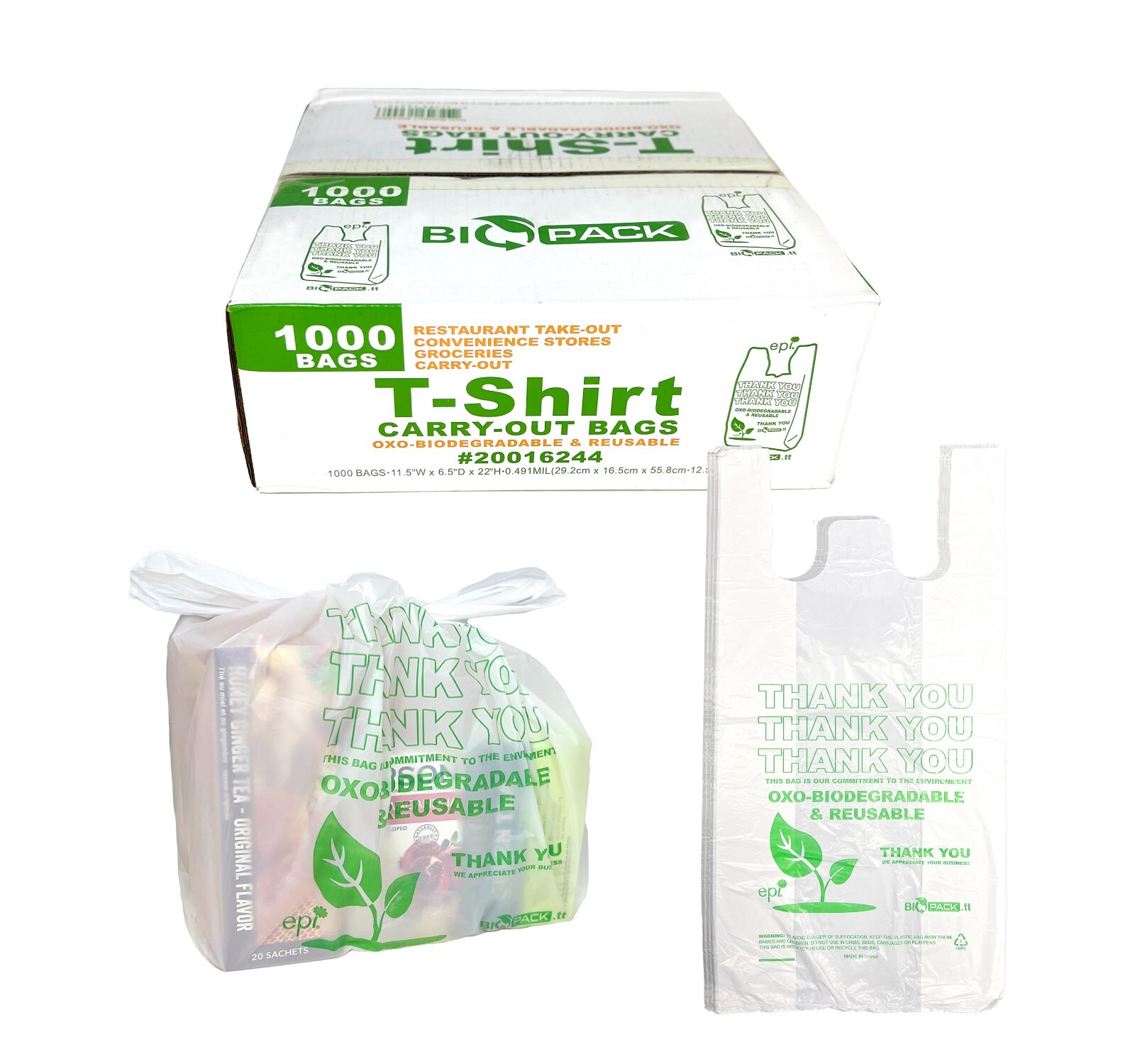 1000 Bags T-Shirt Thank You Plastic Grocery Store Shopping Carry Out Bags-5 PACK