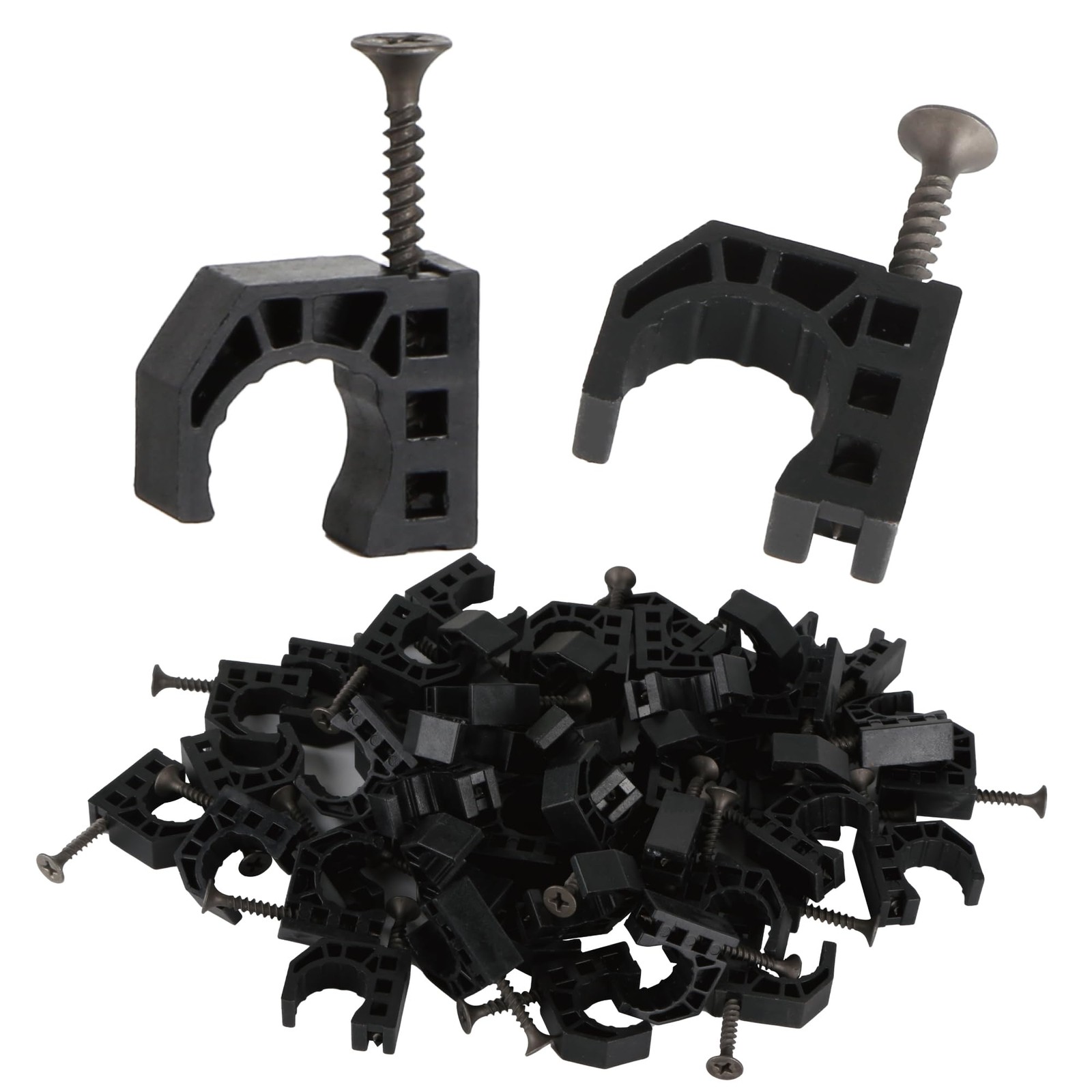 Lbraxyi 50 Pack 1/2″ Half Clamps JHook with Screws, PEX Clips JClamp for Tubi…