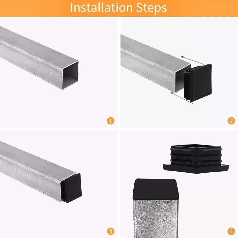 , 2 Inch 2X2 Square Tube End Cap Plastic Plugs 12 Pack, 2 Inch 2X2 Square Tubing