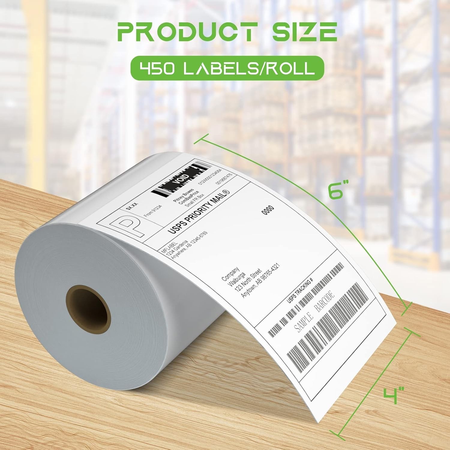 Smudge-Resistant 4×6 Thermal Labels – 4 Rolls, 1800 Count