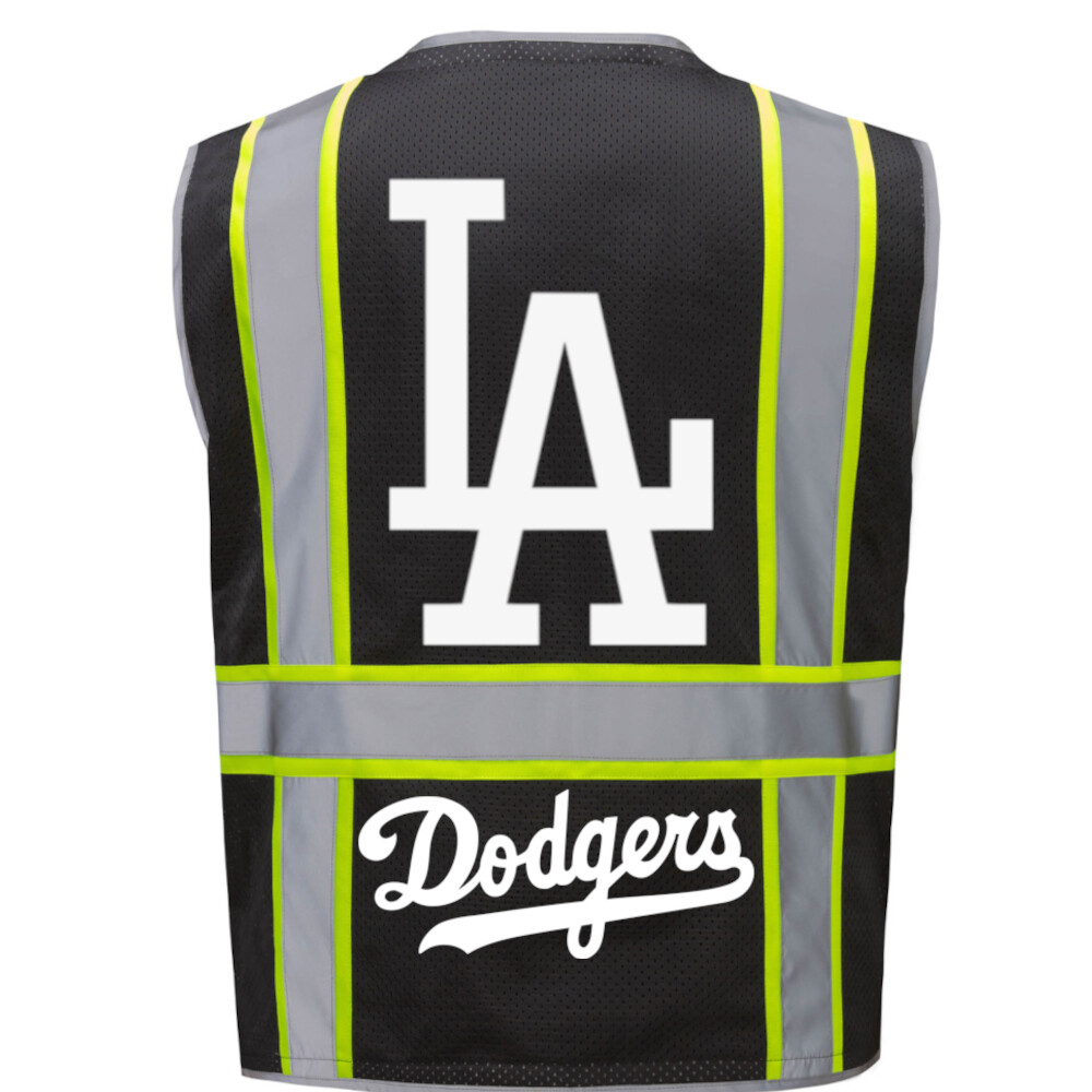 ⚾🦺LOS ANGELES DODGERS SAFETY PPE VEST W/SILVER REFLECTIVE LOGO M/L/XL/2XL-4XL