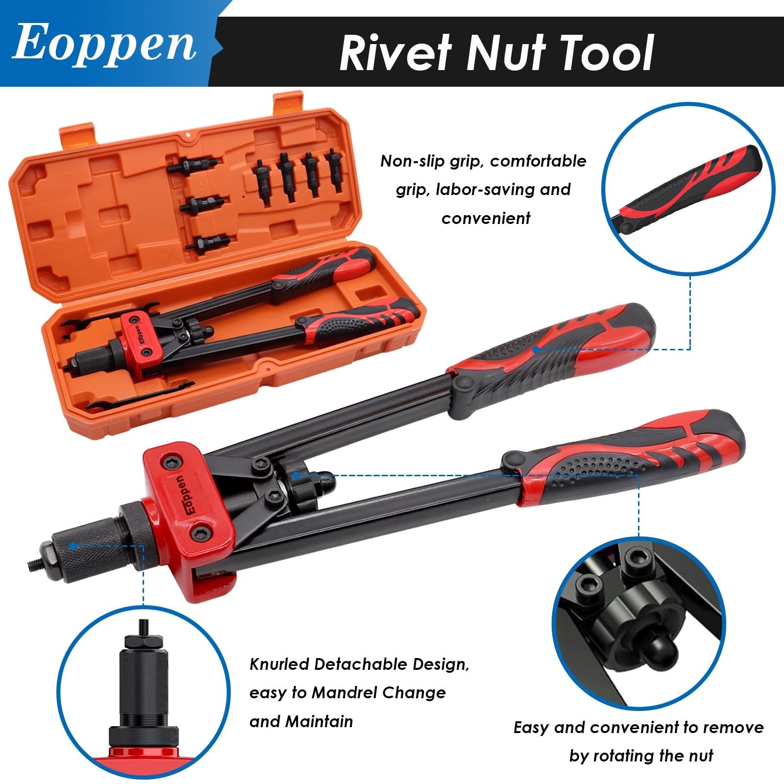 Rivet Nut Tool Kit, Rivnut Tool Kit with 500Pcs Rivet Nuts (M5, M6, M8, M10, …