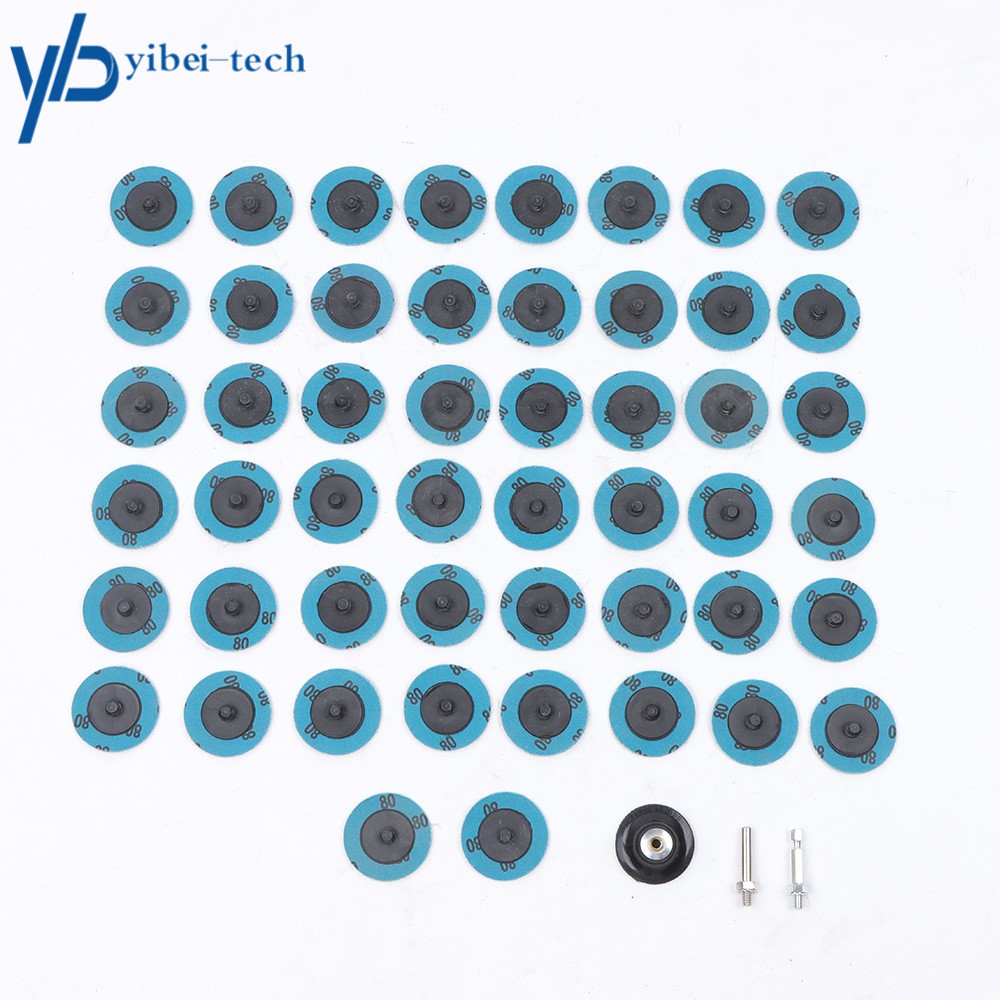 50Pcs 80 Grit 2″ roll Lock Quick Change Discs Set Sanding Discs with 1/4″ Holder