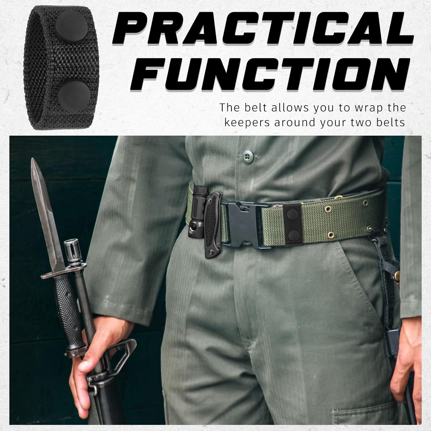 8 Pcs Belt Keepers for Duty Belt 2-1/4 Wide with Double Snaps Nylon Tactical Loo