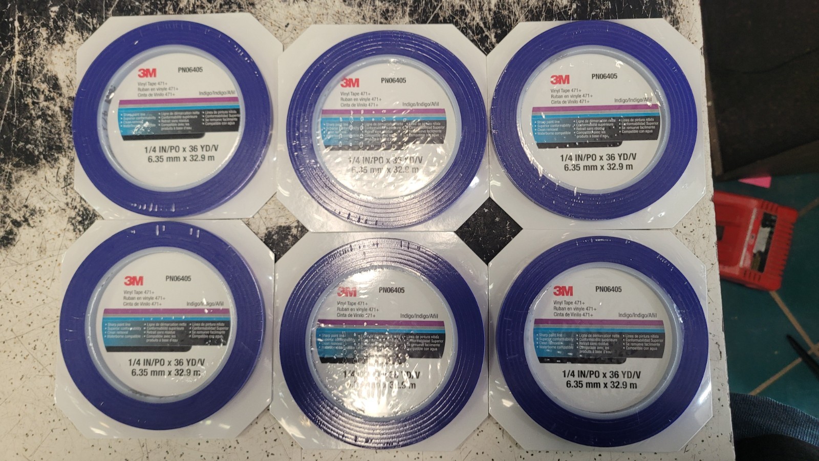 Lot 6 Rolls New- 3M Vinyl Tape 471+ 1/4 in x 36 yd 06405 Indigo
