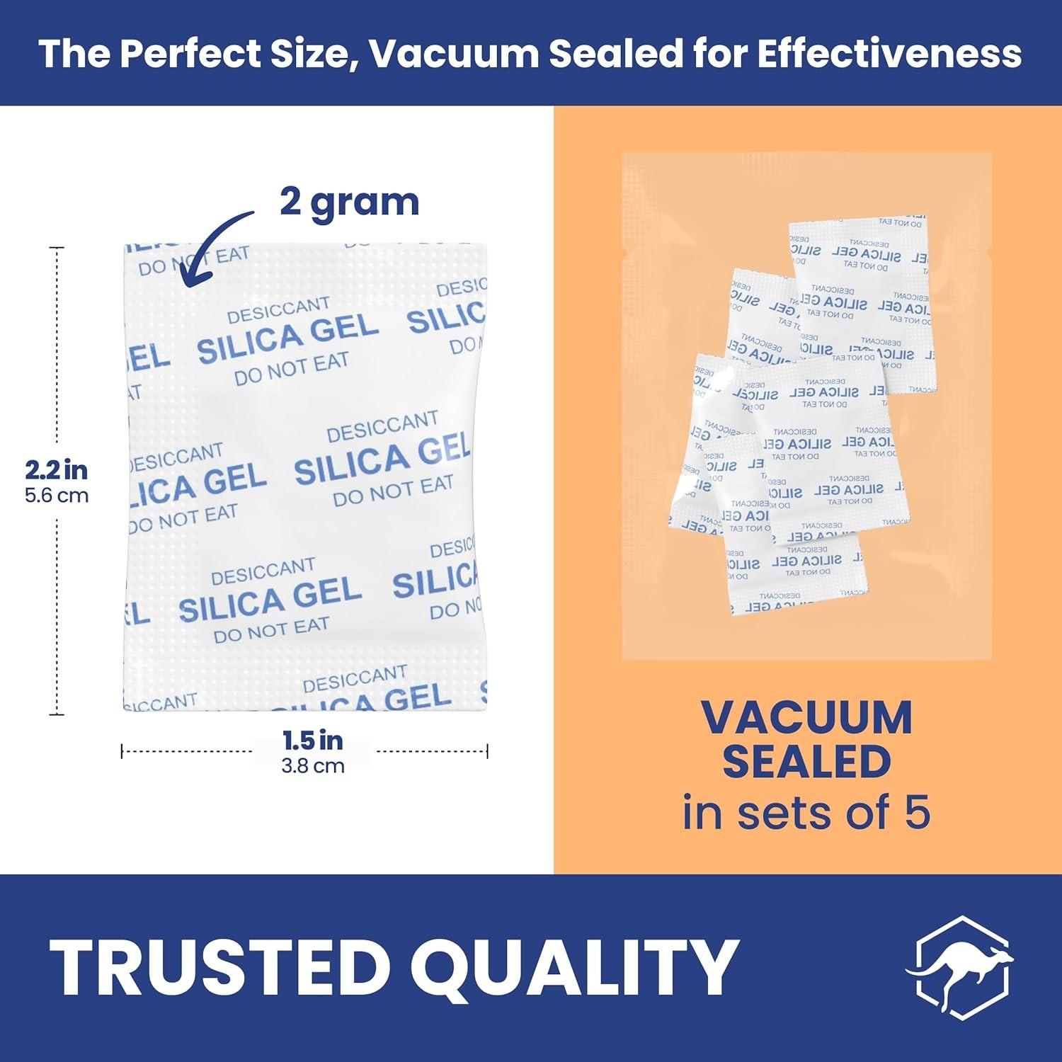 2g Silica Gel Packs 1,000 Packets Food Safe Rechargeable Moisture Absorbers
