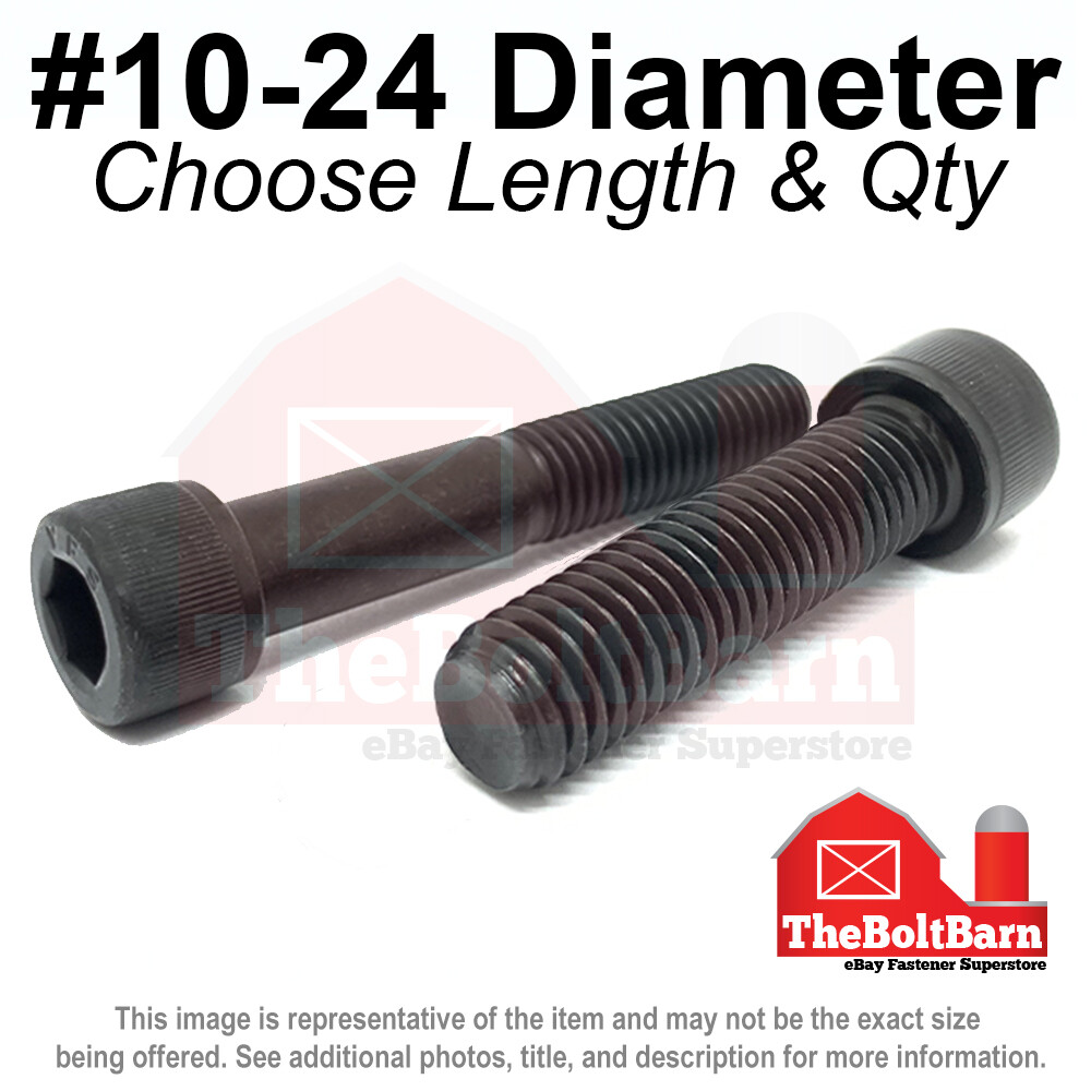 #10-24 Allen Socket Head Alloy Cap Screws Bolts Black Oxide COARSE (Pick Size)
