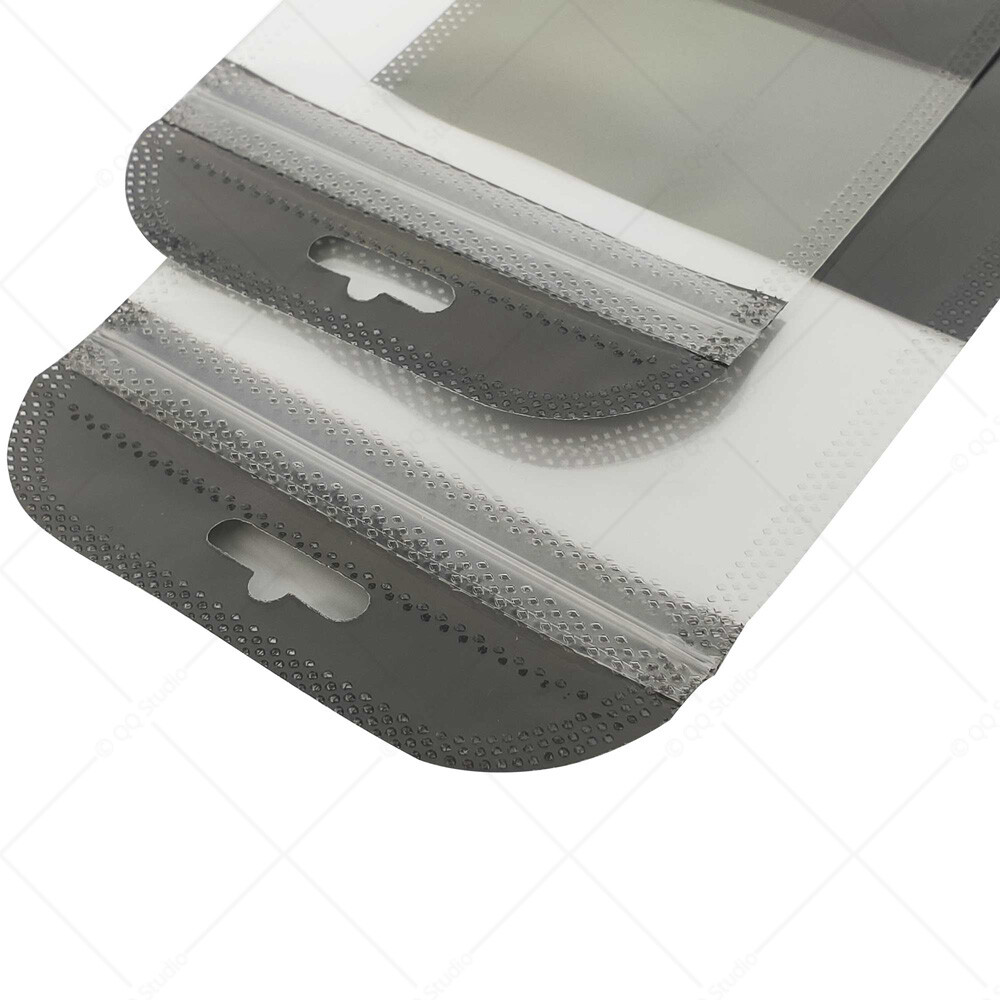 Multi-Size Clear/Black w/Clear/Clear Glossy Flat Mylar Zip Lock Bag w/ Hang Hole
