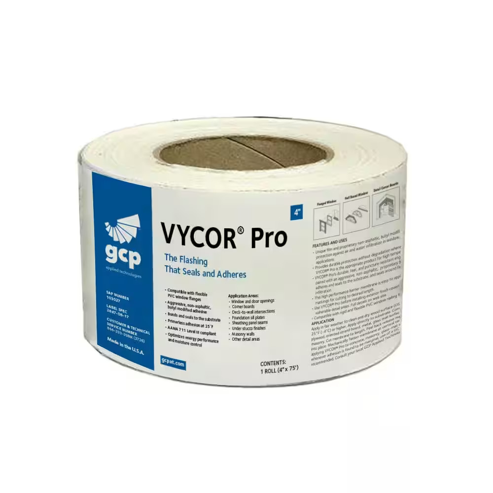 Vycor Pro 4 In. X 75 Ft. Roll Fully-Adhered Butyl Flashing Tape (25 Sq. Ft.)
