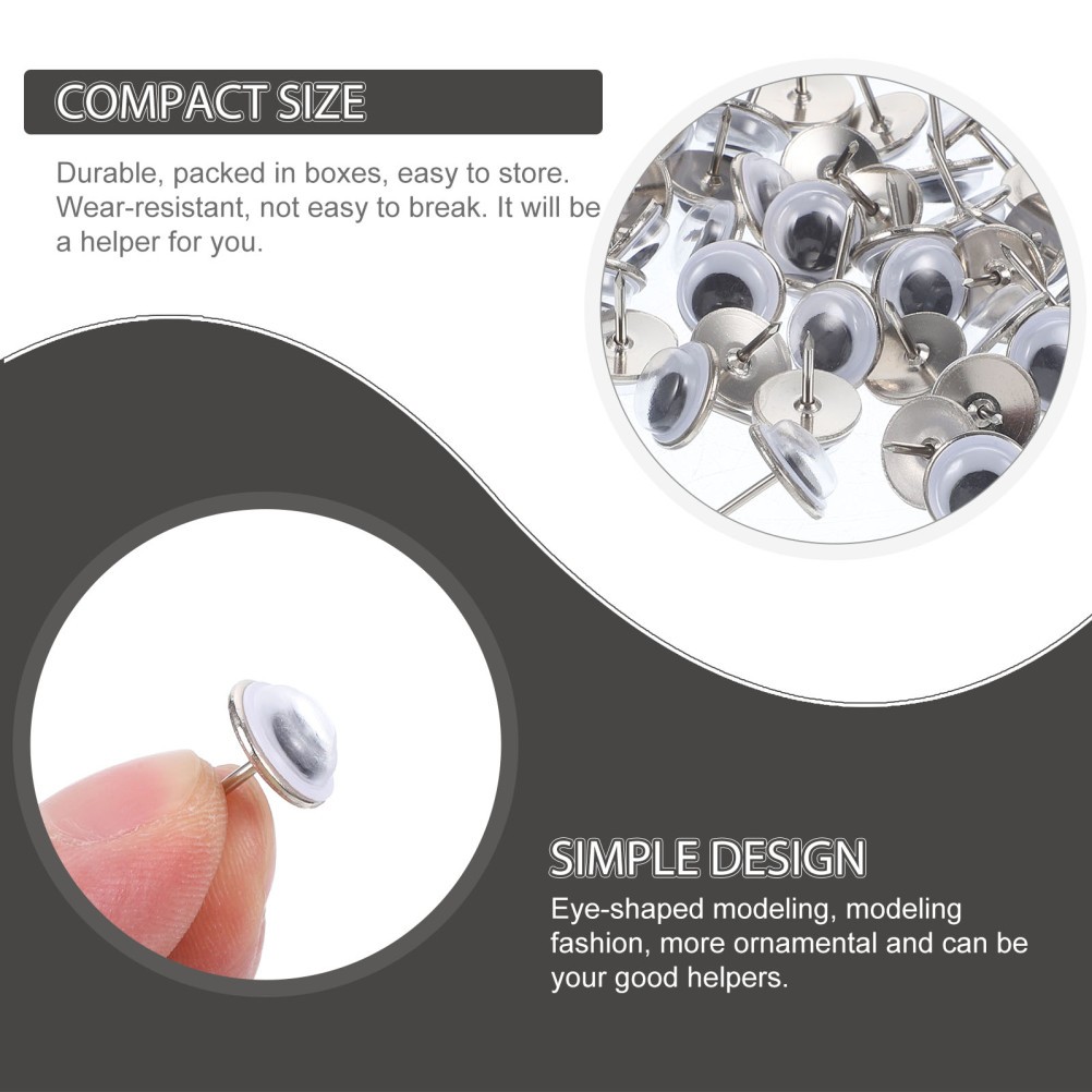 50Pcs Multi Function Decorative Eye Push Pins Plastic Metal Thumb Tacks for Home