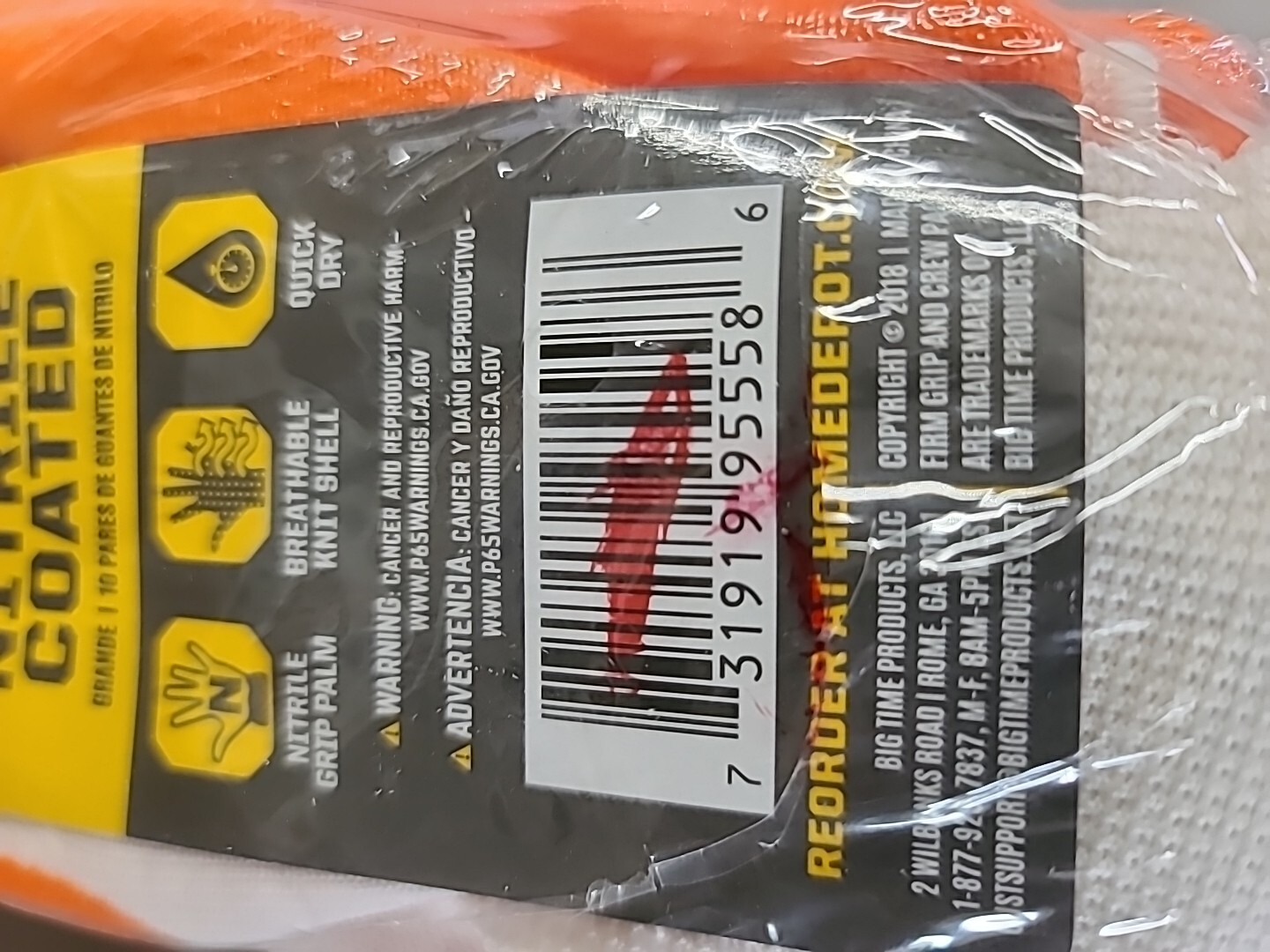 Firm Grip Nitrile Coated Work Gloves Large -5-Pairs SZ Large 5558