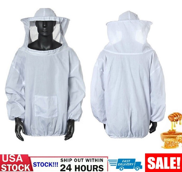 Protective Safety Beekeeping Jacket Veil Suit Bee Keeping Size L Suit Smock USA