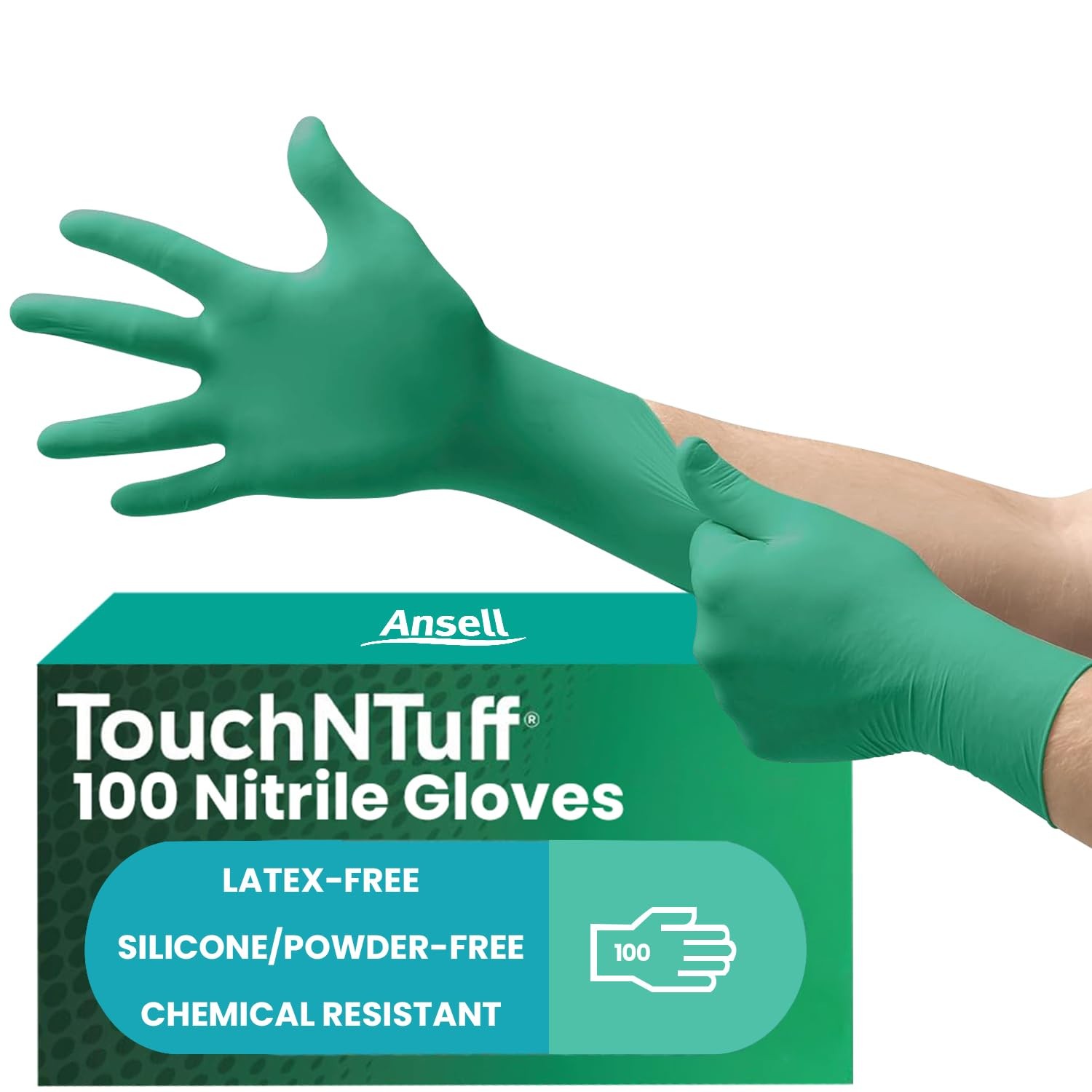 TouchNTuff 92-600 Nitrile Gloves – Disposable, Chemical Splash Resistant, Siz…