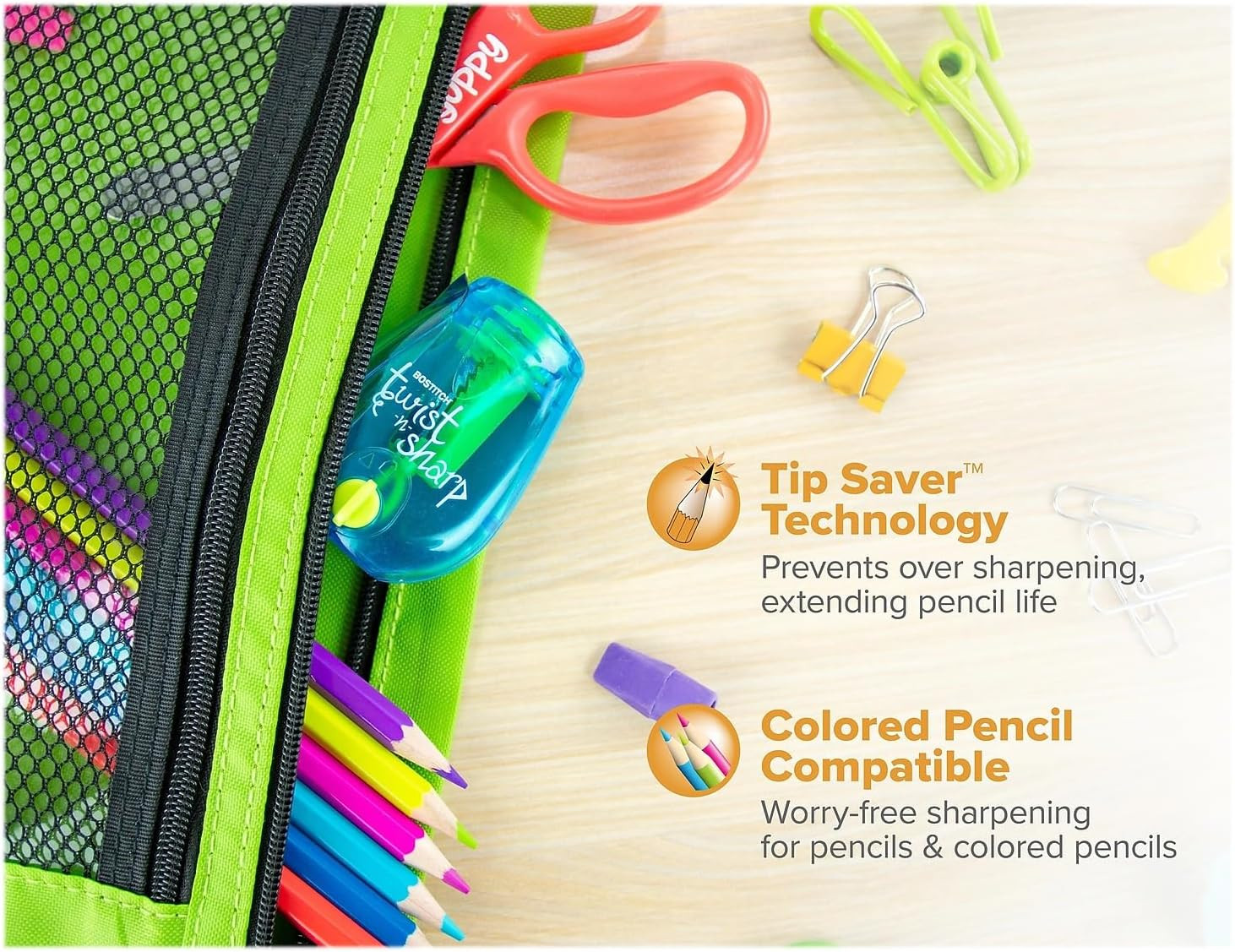 Office Pencil Sharpener, Twist-N-Sharp, Easy Open Tray, Perfect for Kids, Works