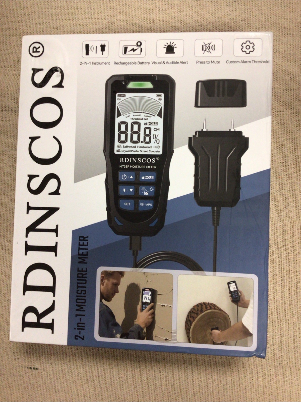 Rdinscos MT35P Pinless Moisture Meter (Matte Black) Brand New