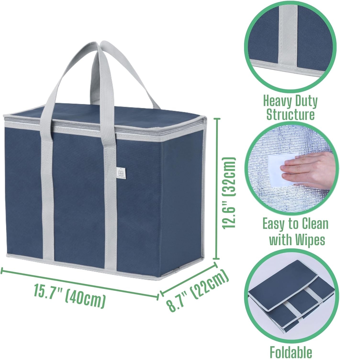 2 Pack Cooler Bag and Insulated Grocery Bags for Food Delivery, Collapsible