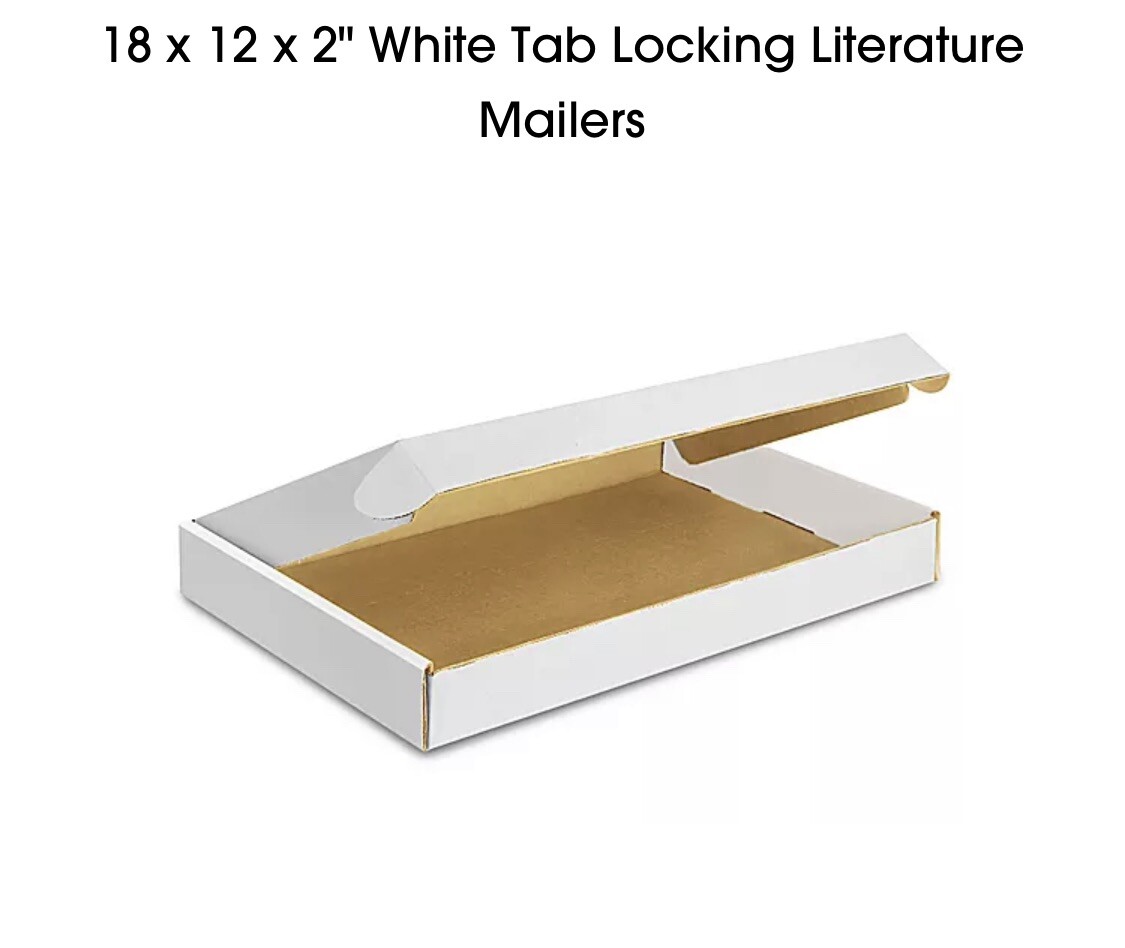 18 x 12 x 2″ White Tab Locking Literature Mailers 25/bundle