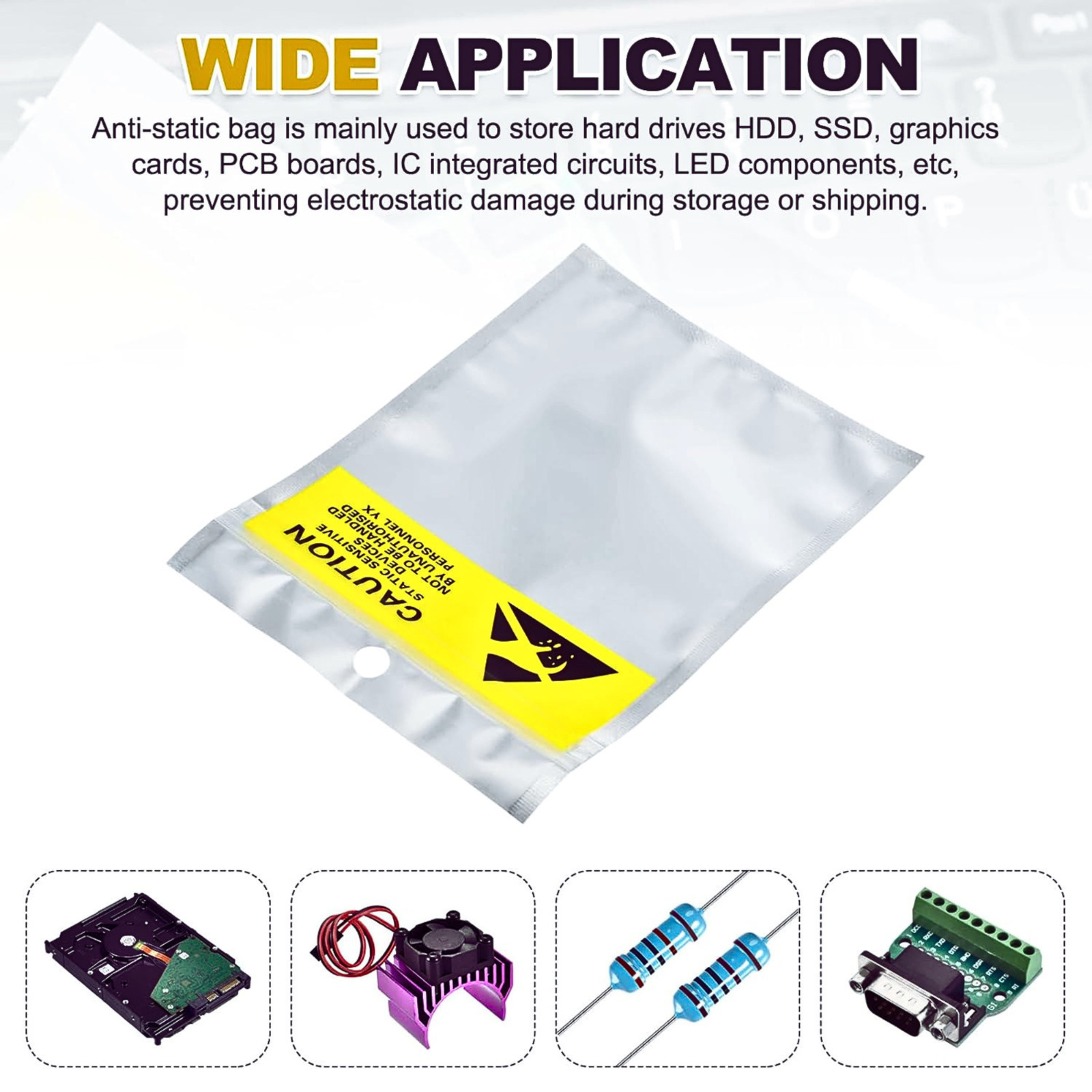 100pcs Anti Static Shielding ESD Translucent Bags 4″ x 6″ Zip Reclosable 10x15CM