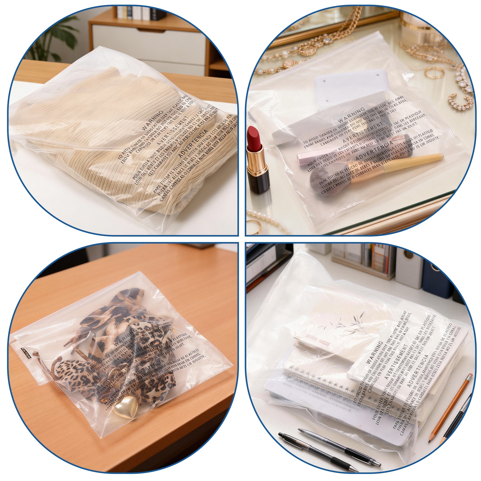 Clear Bags with Suffocation Warning Poly OPP Cello Merchandise Bag -Multi Sizes
