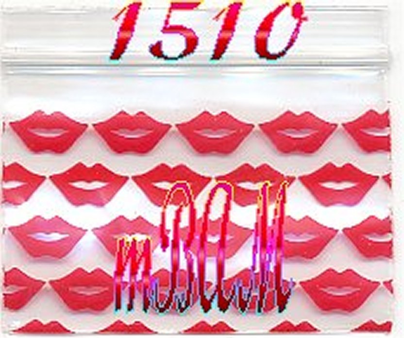 100 PACK BIG RED LIPS 1510 Apple Zip Baggies 1.5X1.0″ Mini Bags