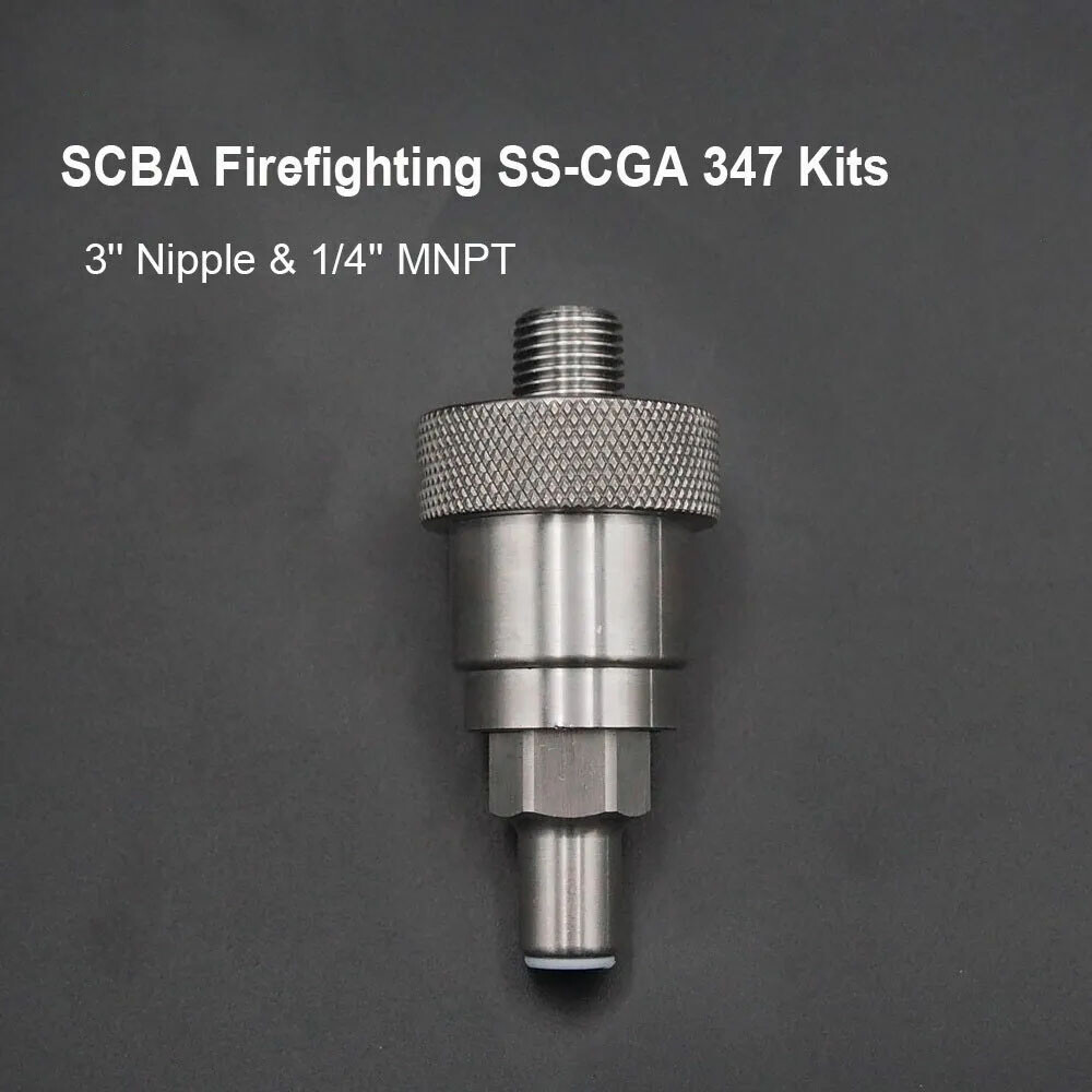 SCBA Firefighting SS-CGA 347 Kit 1/4 In MNPT Hand Tight Nut And 3 Inch Nipple