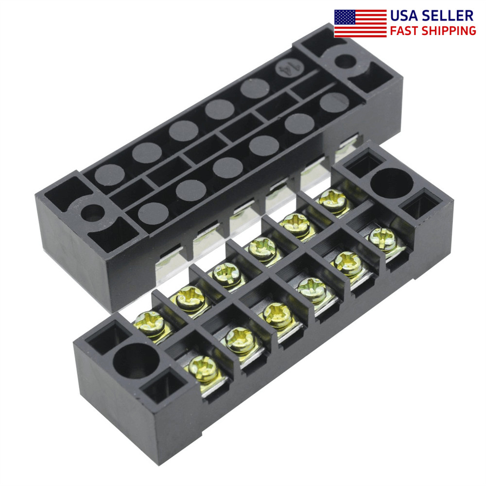 2pcs Dual Row 6-Position Screw Terminal Block Barrier Strip 600V 15A TB1506 US