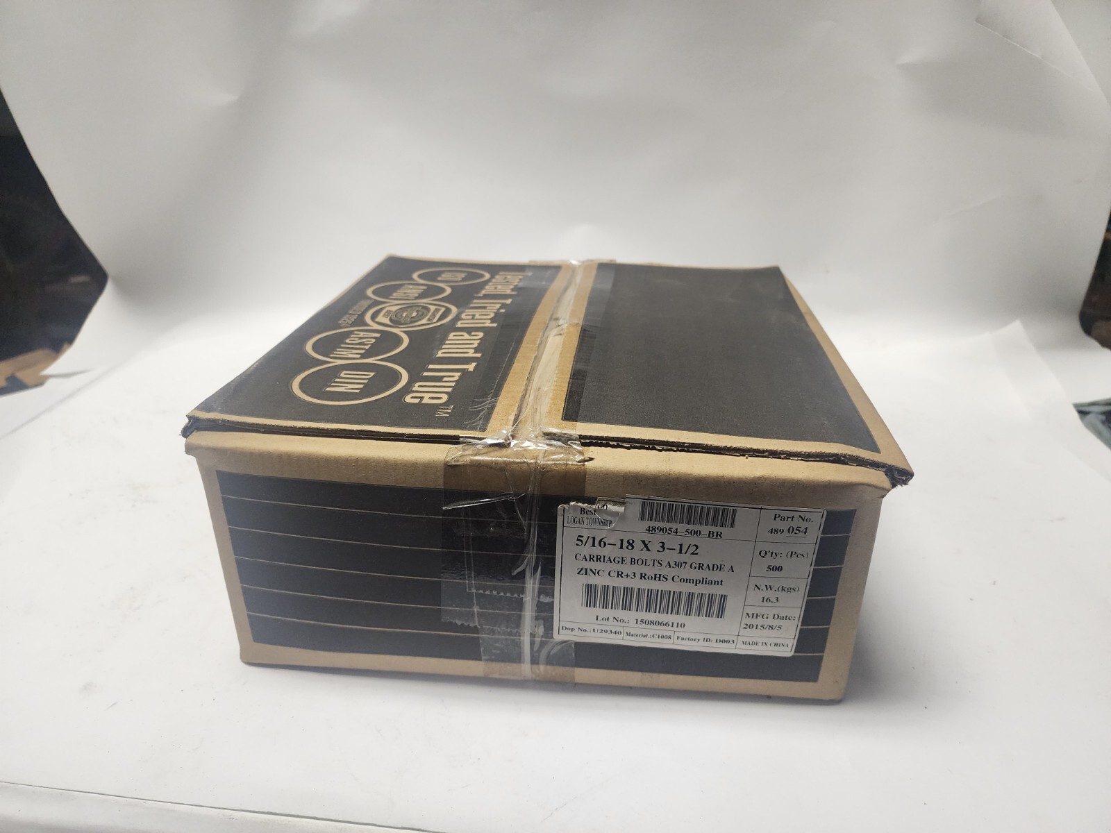 Box of 500 pcs Brighton Best A307 Grade A Carriage 5/16-18 x 3-1/2” Long