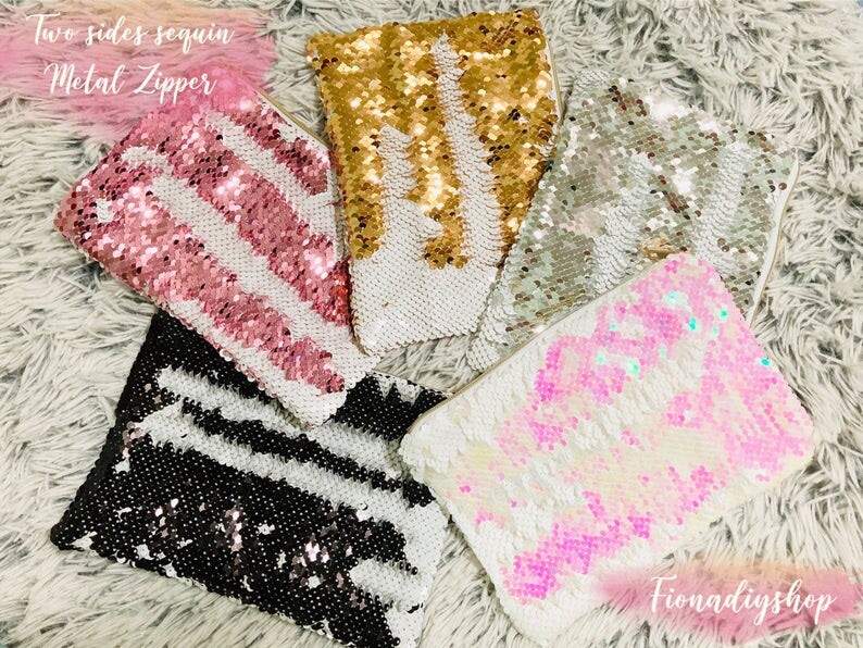 100% polyester sublimation blank sequin cosmetic bag handmade 9×6 inches bulk 3