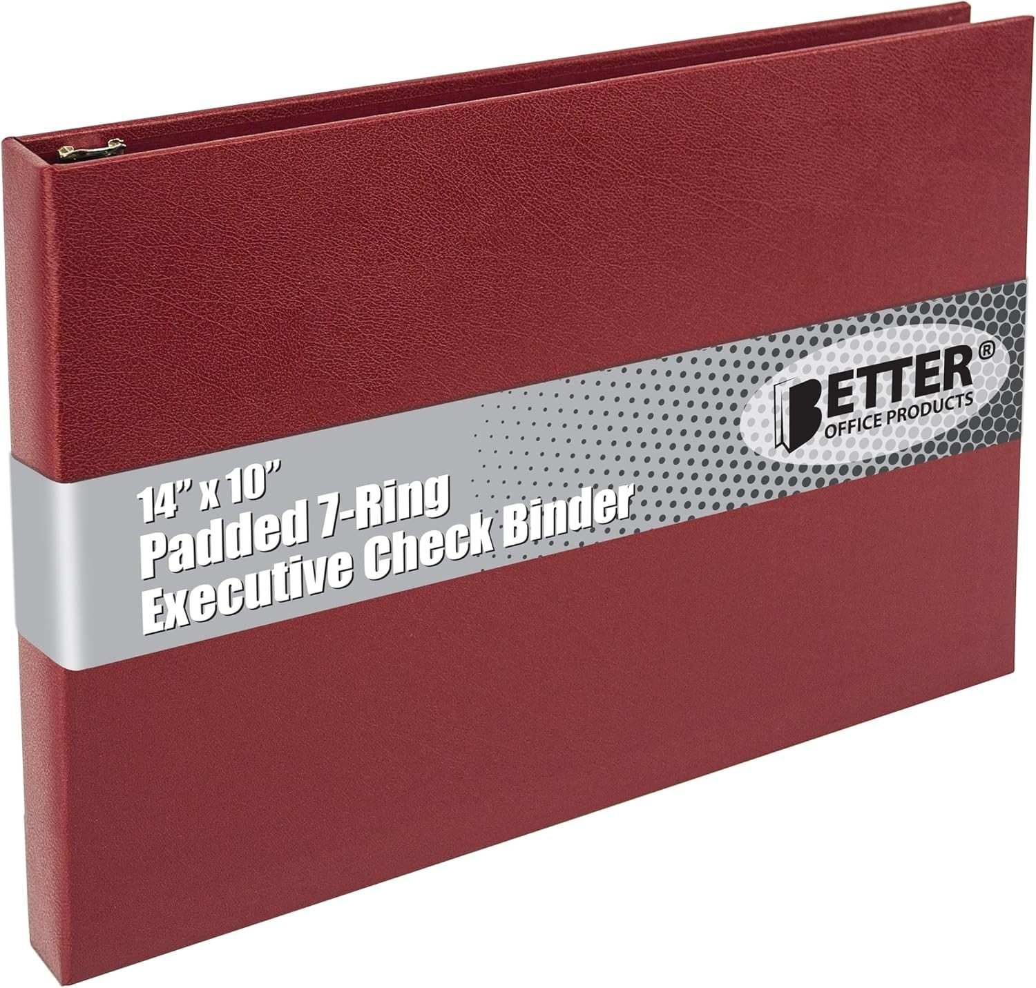 Executive 7-Ring Check Binder with Zipper Pouch – Burgundy, 600 Check Capacity
