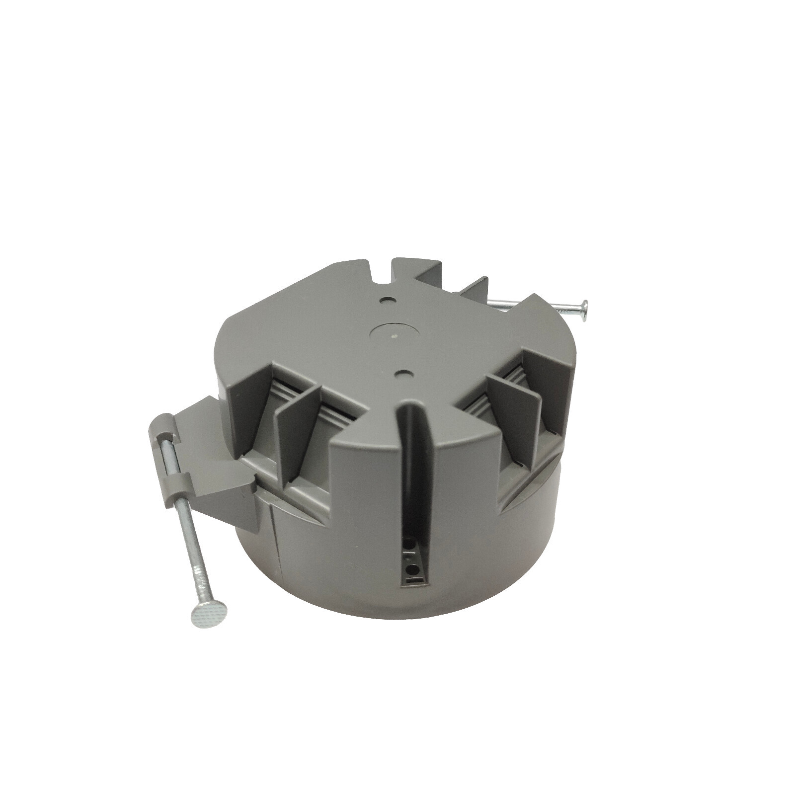 5-Pack 4″ Round Ceiling Box with Grounding 20 Cu In, ETL Certified, Plastic Gray